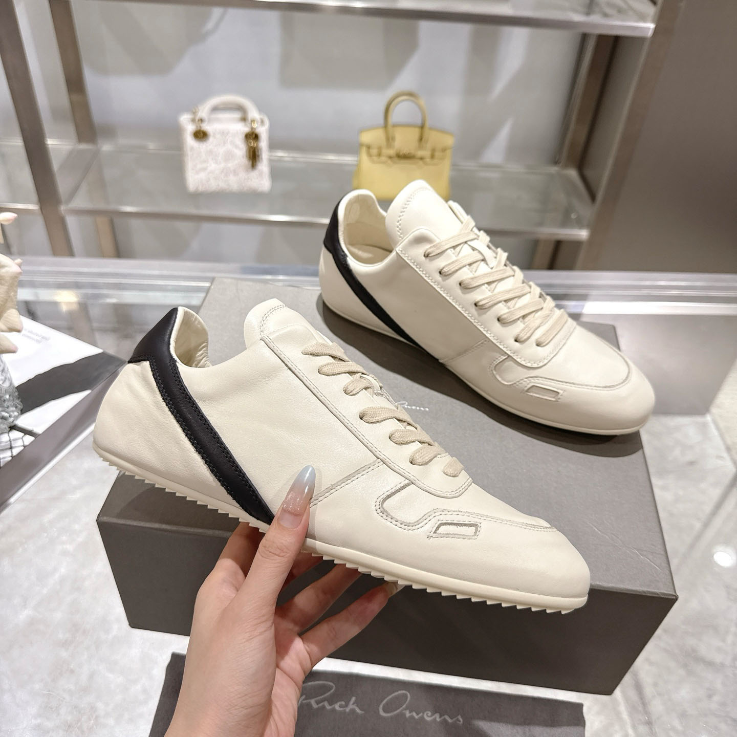 Rick Owens Concordians Minimal Sneaker 'Milk Black' - DesignerGu