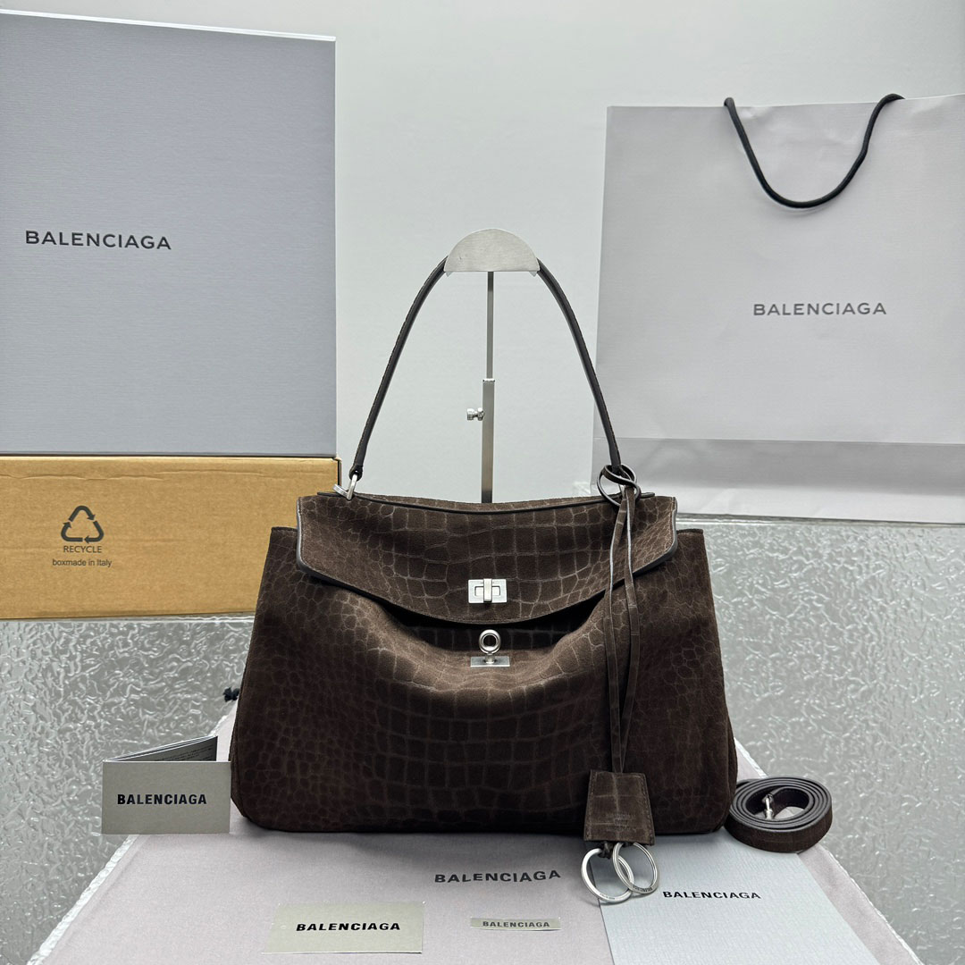 Balenciaga Rodeo Handbag Medium In Dark Brown - DesignerGu