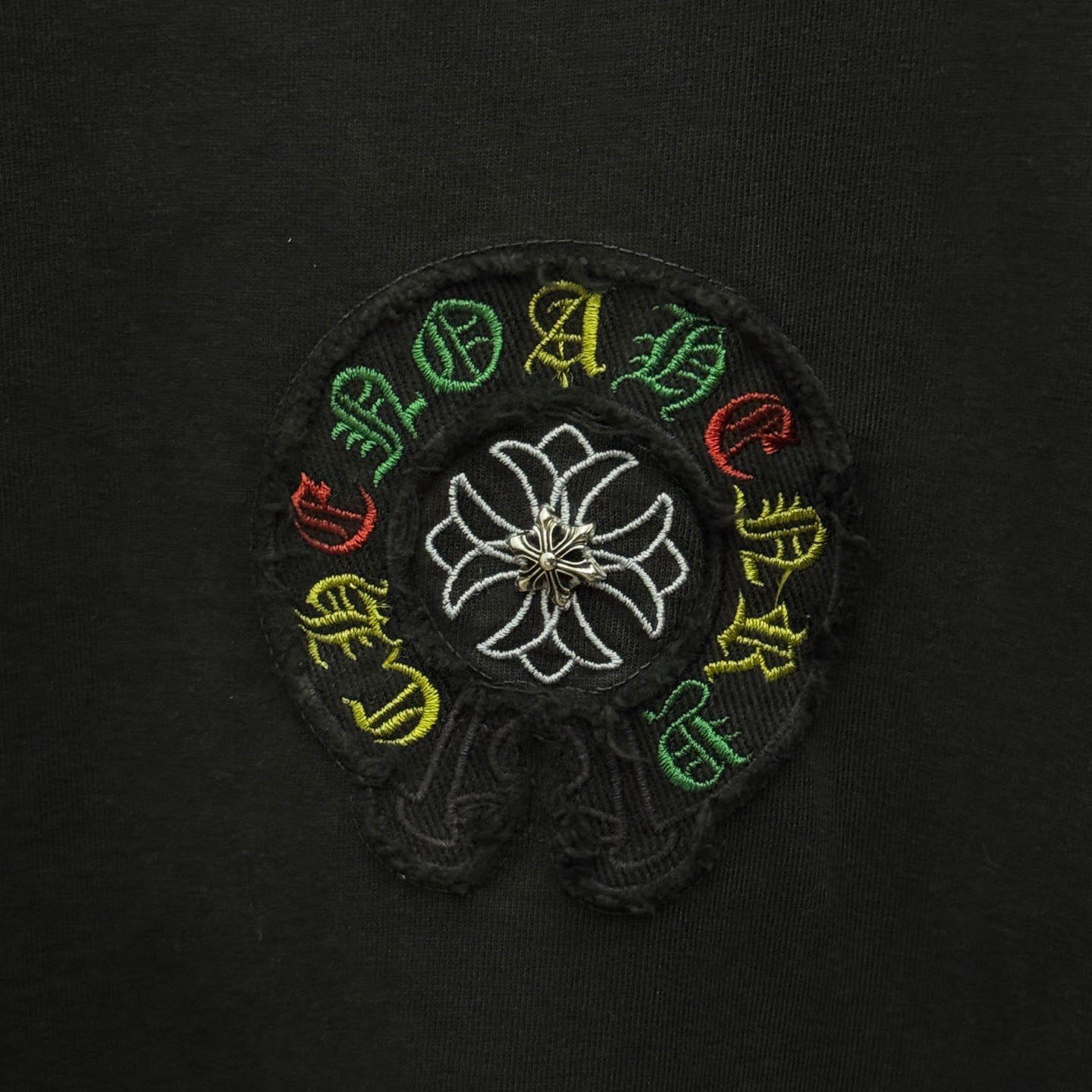 Chrome Hearts Horseshoe Cross Lips Patch Embroidered Crewneck Tee 'Black' - DesignerGu