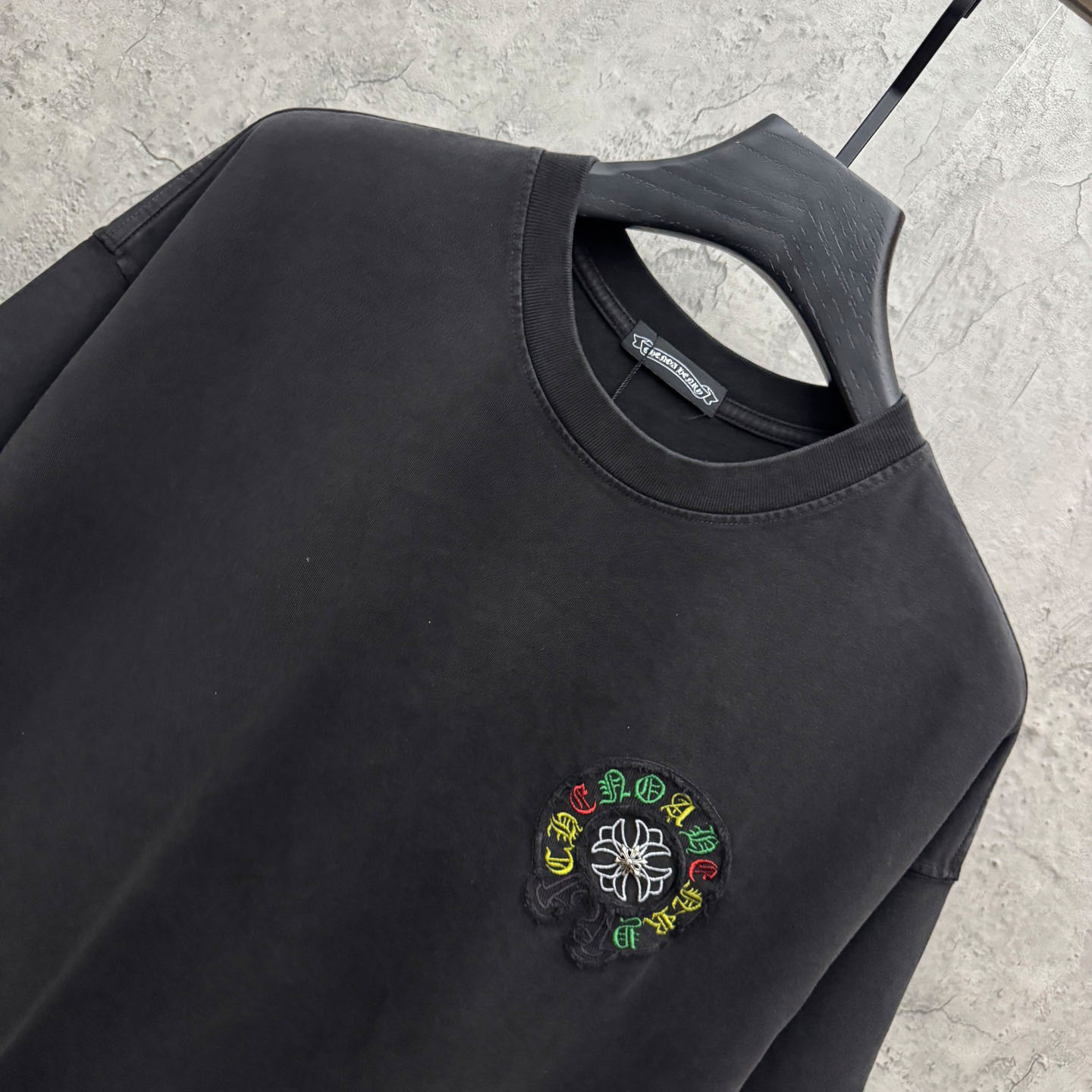 Chrome Hearts Horseshoe Cross Lips Patch Embroidered Crewneck Tee 'Black' - DesignerGu