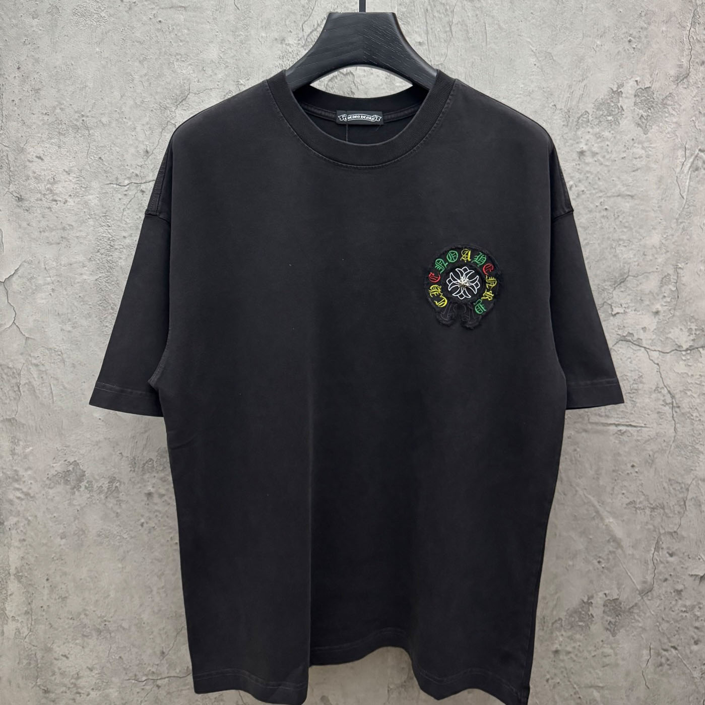 Chrome Hearts Horseshoe Cross Lips Patch Embroidered Crewneck Tee 'Black' - DesignerGu