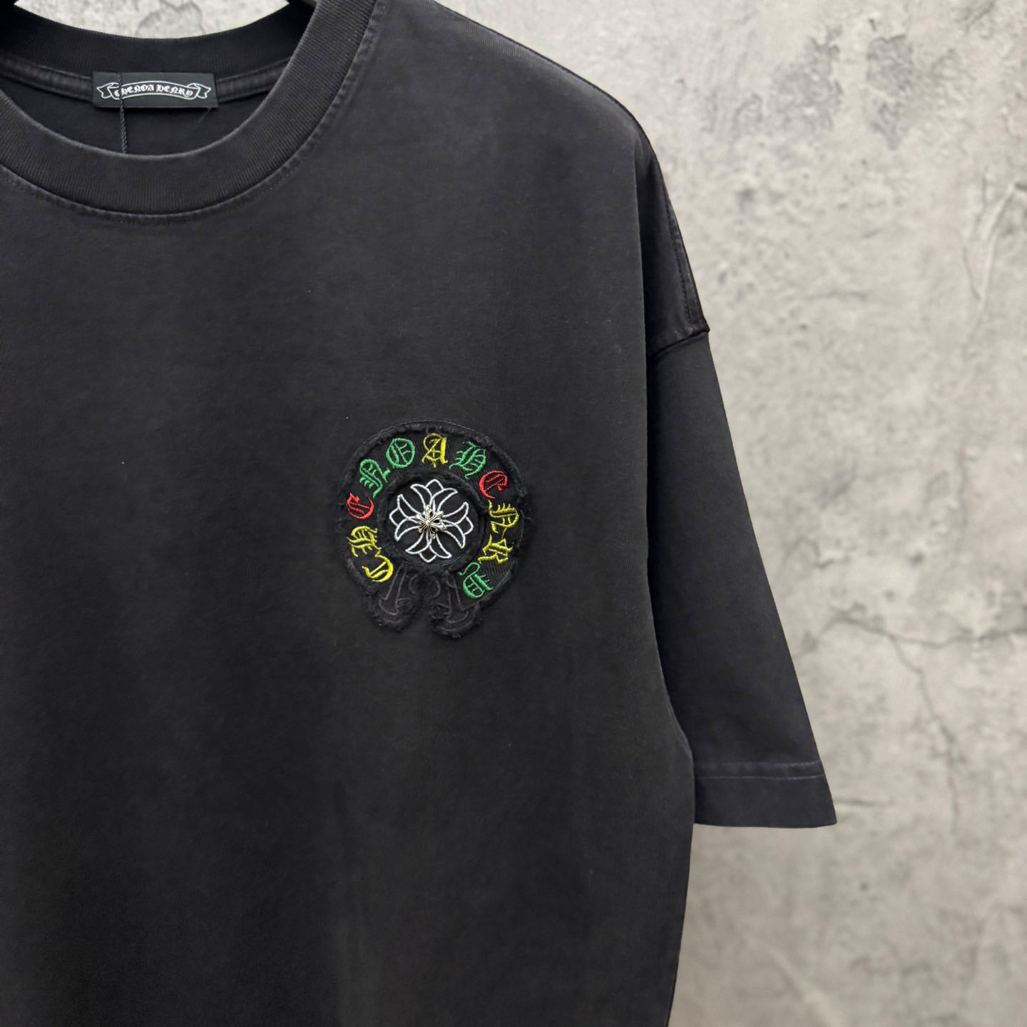 Chrome Hearts Horseshoe Cross Lips Patch Embroidered Crewneck Tee 'Black' - DesignerGu