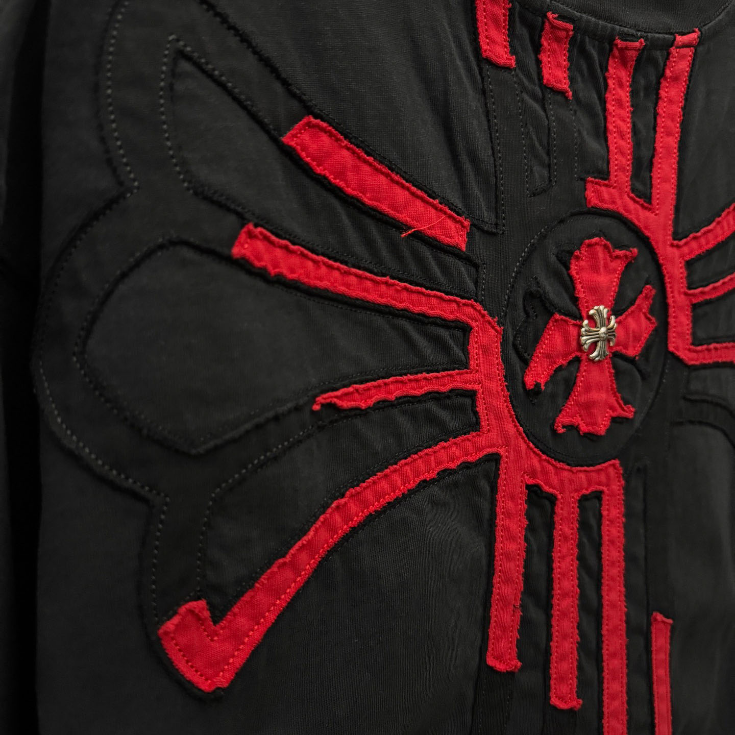 Chrome Hearts Large Cross Patch Embroidered Crew Neck Short Sleeve T-Shirt 'Black' - DesignerGu