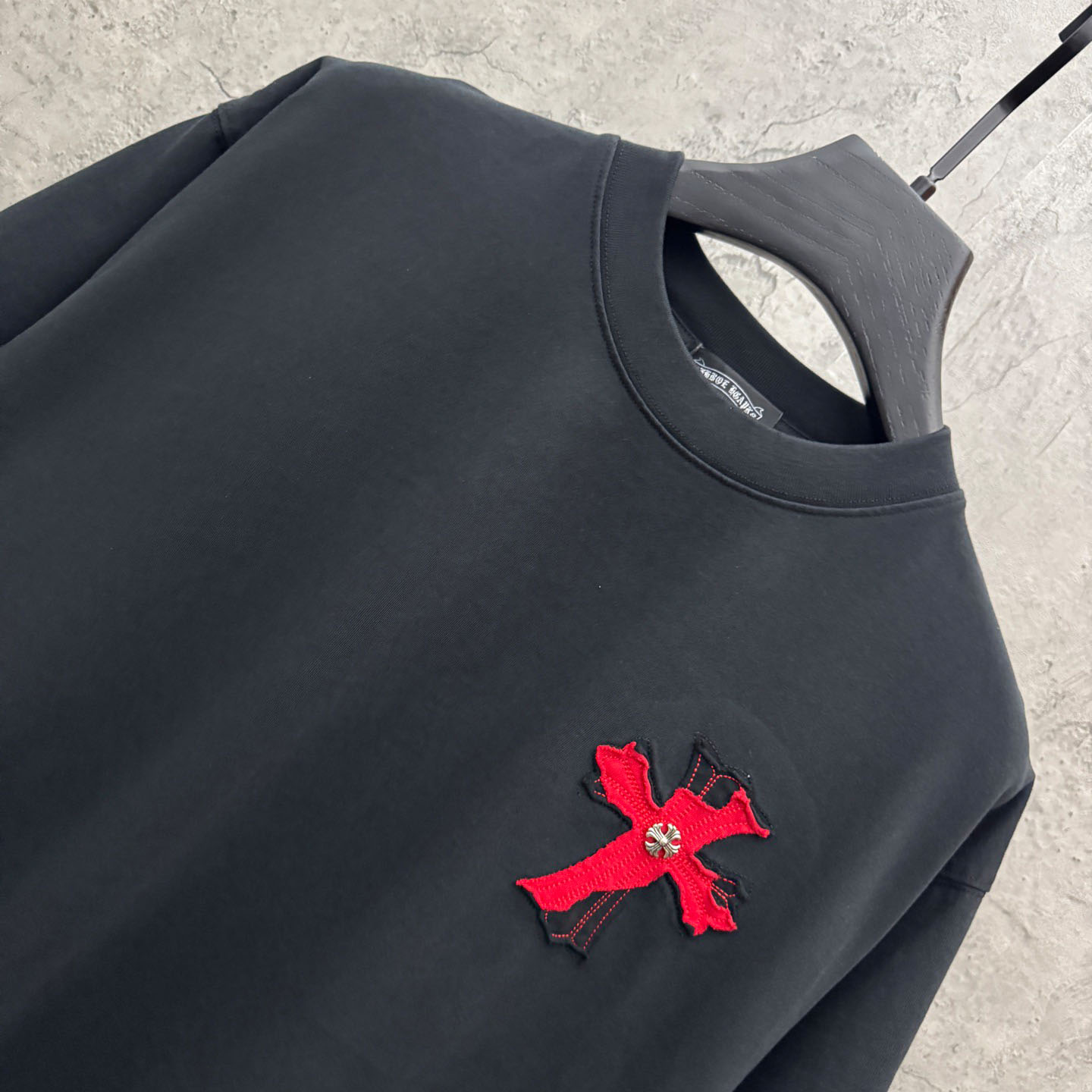 Chrome Hearts Large Cross Patch Embroidered Crew Neck Short Sleeve T-Shirt 'Black' - DesignerGu