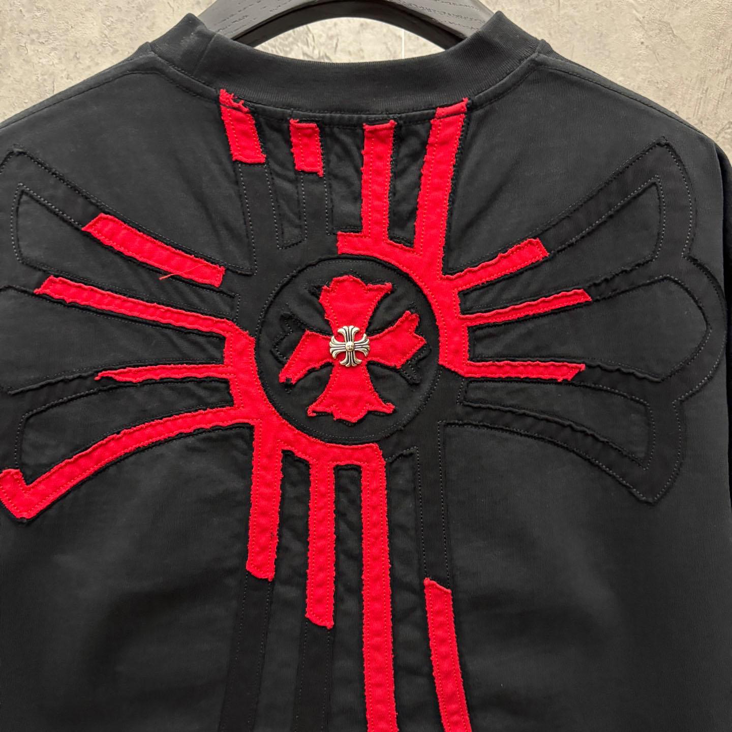 Chrome Hearts Large Cross Patch Embroidered Crew Neck Short Sleeve T-Shirt 'Black' - DesignerGu