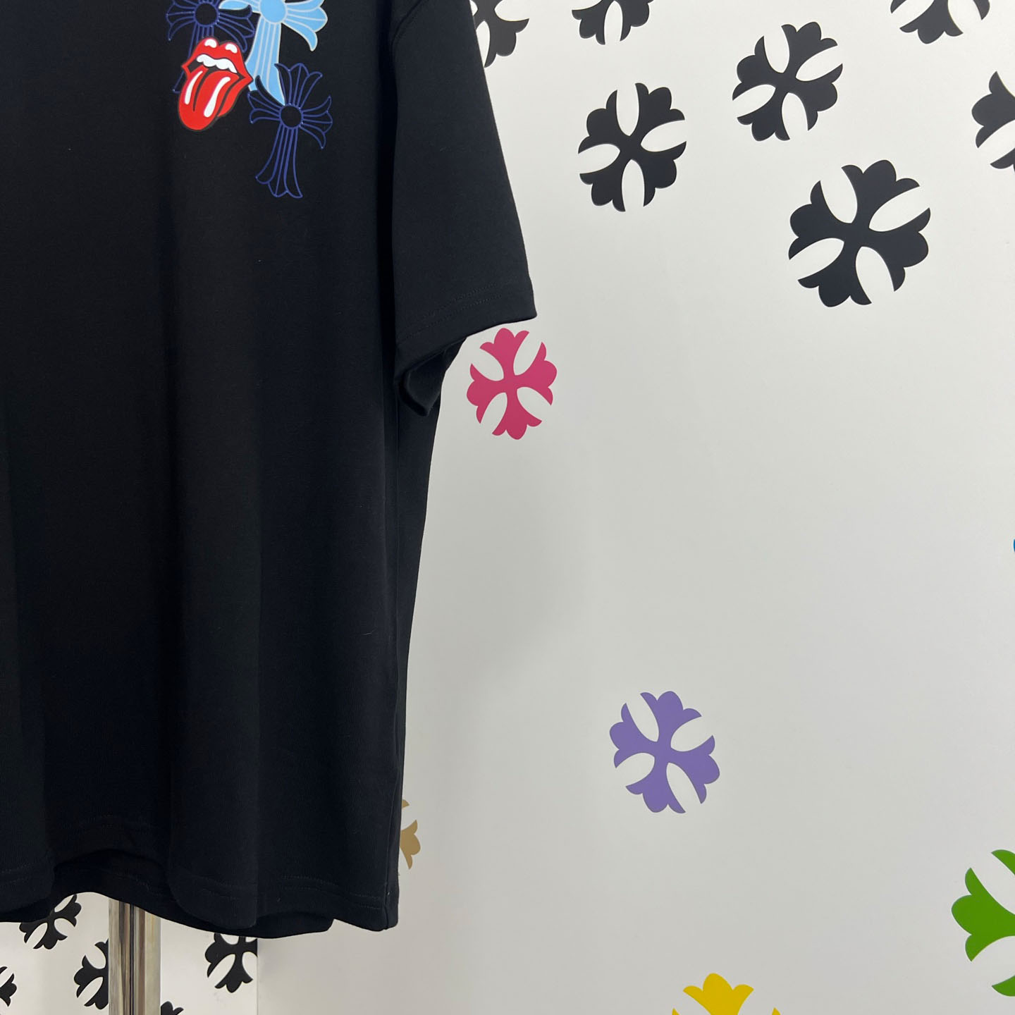 Chrome Hearts Double-Sided Cross & Rolling Stones Tongue Print  Tee - DesignerGu