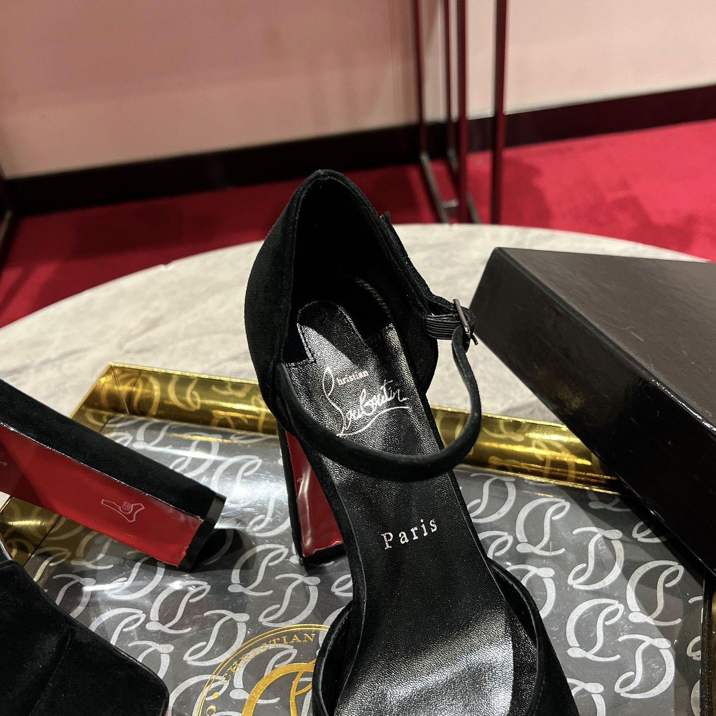Christian Louboutin Sandaloo 130 mm Sandals  Veau Velours - Black - DesignerGu