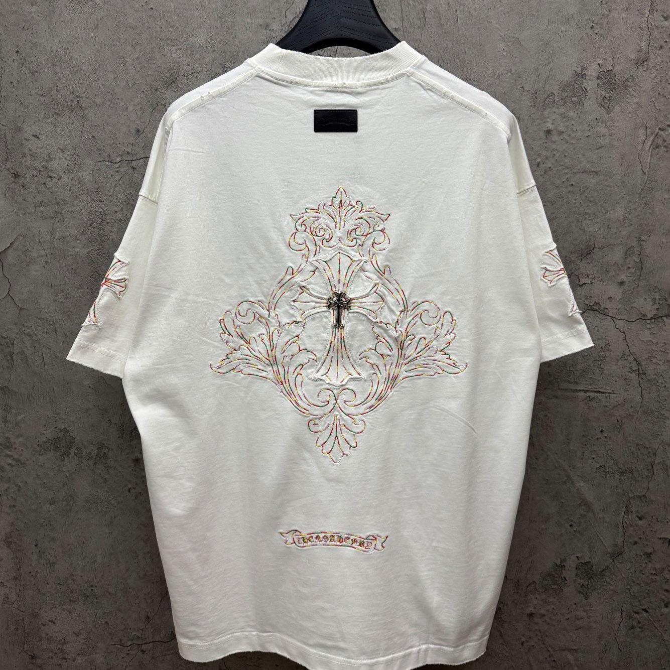 Chrome Hearts Cross Patch Embroidered Crewneck Tee 'White' - DesignerGu