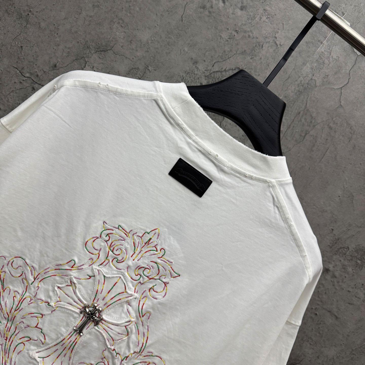 Chrome Hearts Cross Patch Embroidered Crewneck Tee 'White' - DesignerGu