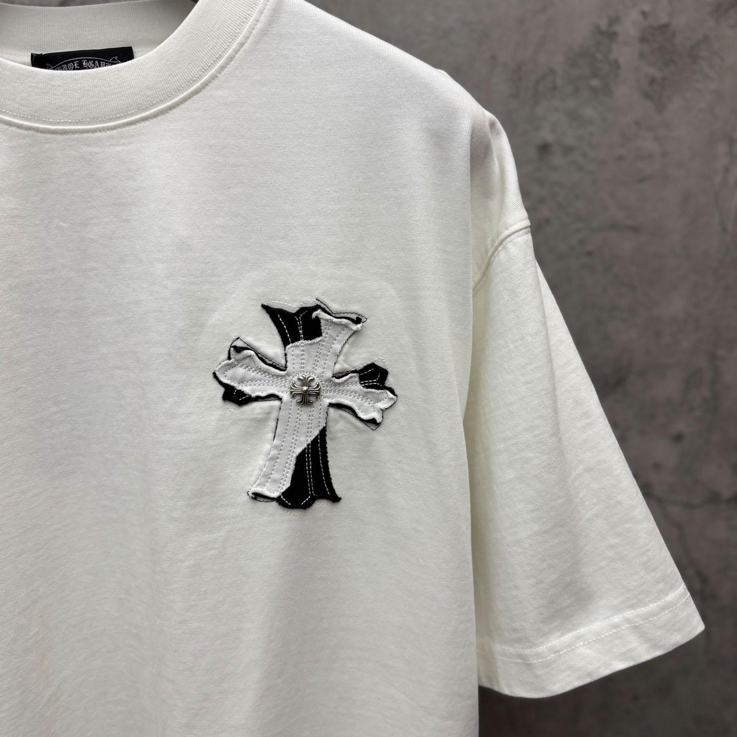 Chrome Hearts Large Cross Patch Embroidered Crew Neck Short Sleeve T-Shirt 'White' - DesignerGu