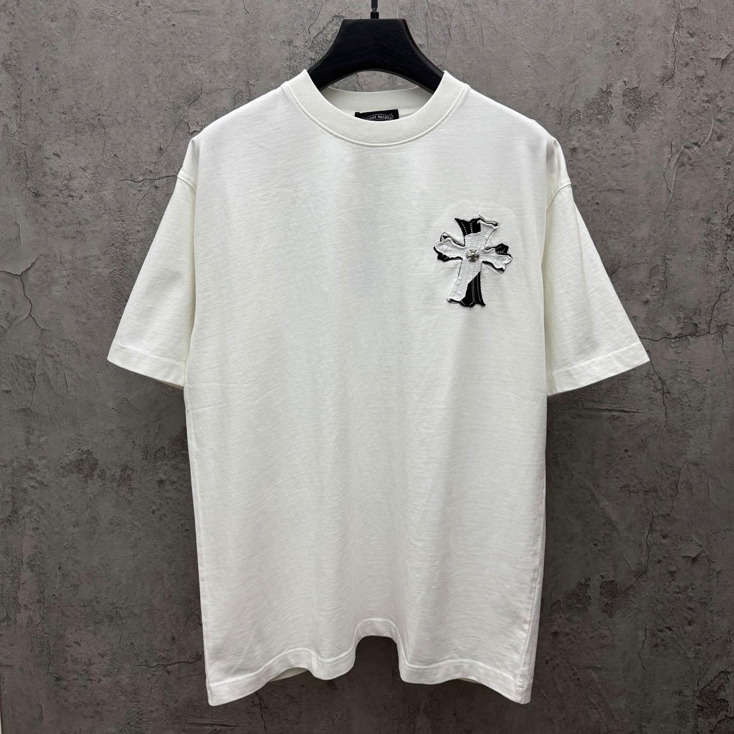 Chrome Hearts Large Cross Patch Embroidered Crew Neck Short Sleeve T-Shirt 'White' - DesignerGu