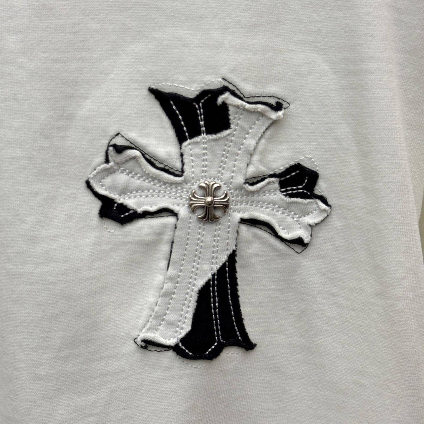 Chrome Hearts Large Cross Patch Embroidered Crew Neck Short Sleeve T-Shirt 'White' - DesignerGu