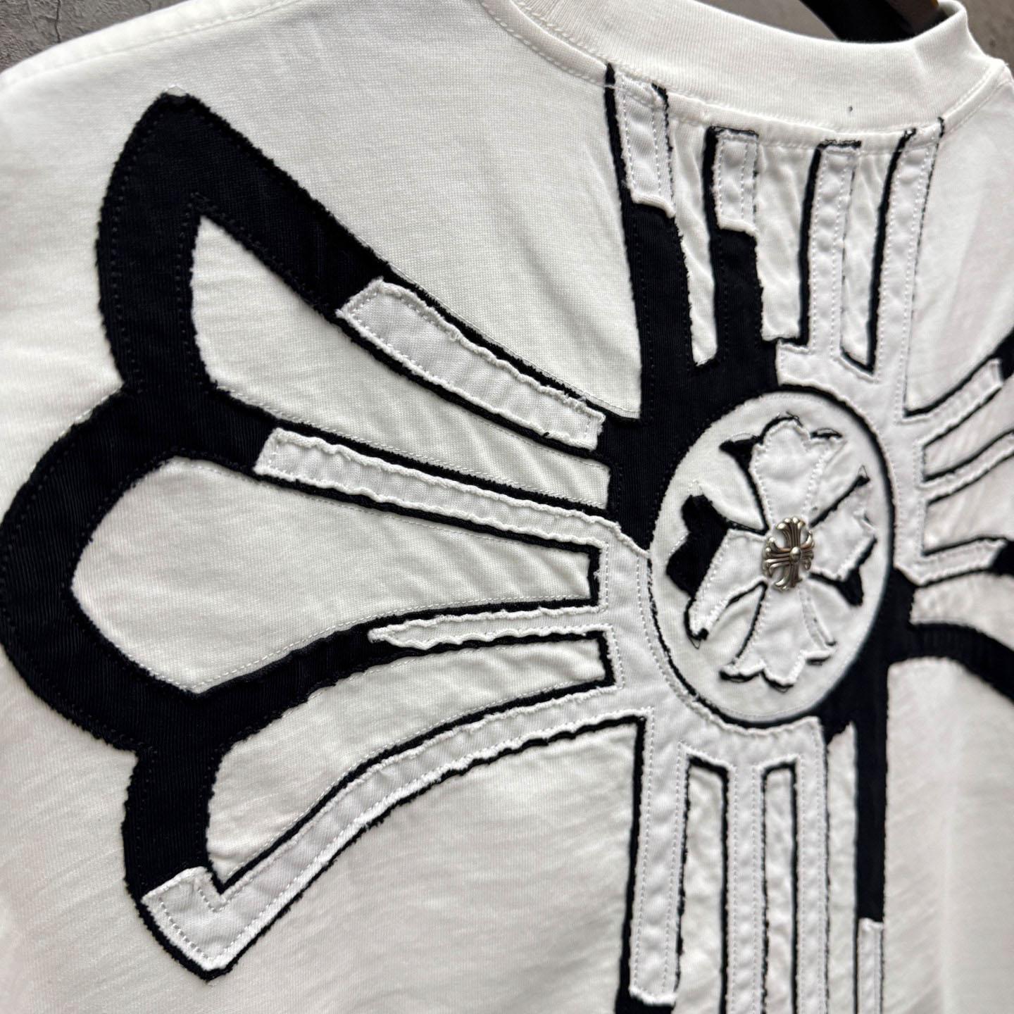 Chrome Hearts Large Cross Patch Embroidered Crew Neck Short Sleeve T-Shirt 'White' - DesignerGu