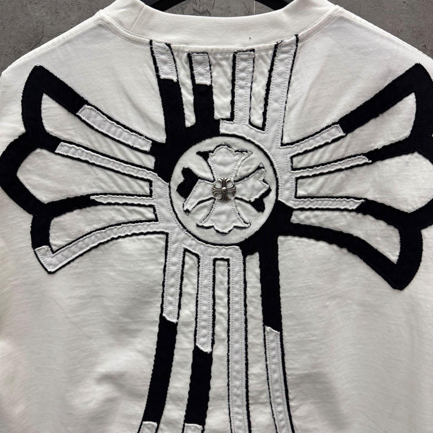 Chrome Hearts Large Cross Patch Embroidered Crew Neck Short Sleeve T-Shirt 'White' - DesignerGu