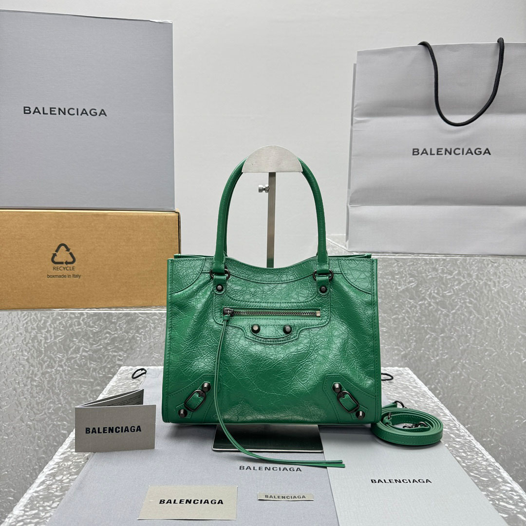 Balenciaga Le City Tote Bag Mini In Green - DesignerGu