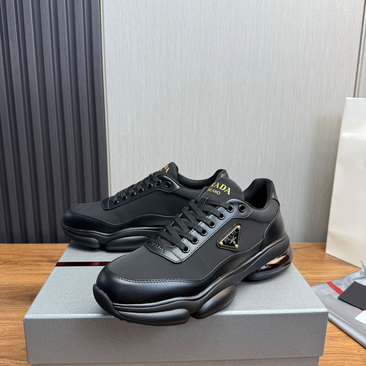 Prada Leather Sneakers - DesignerGu