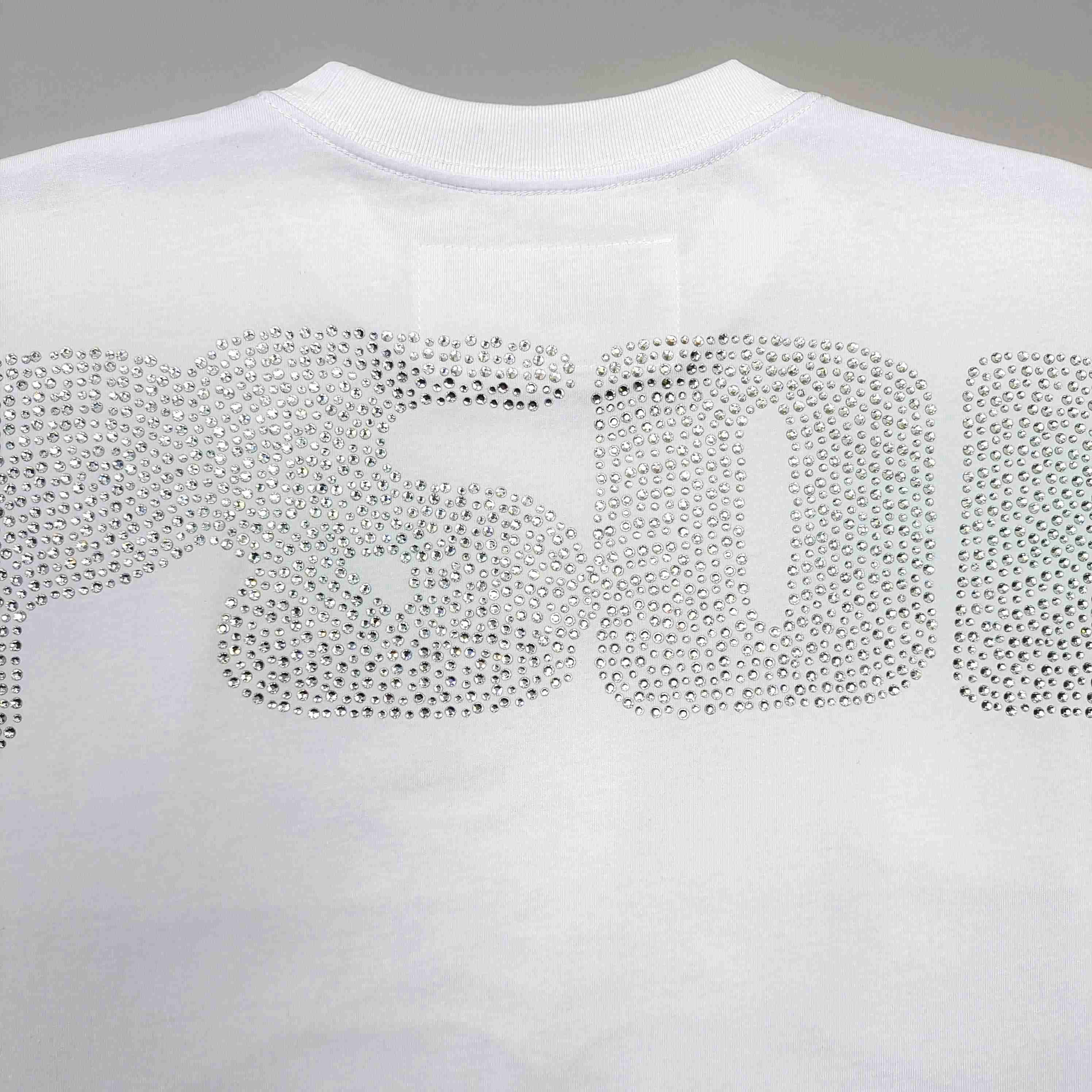 Sp5der Rhinestone Silk Tee 'White' - DesignerGu