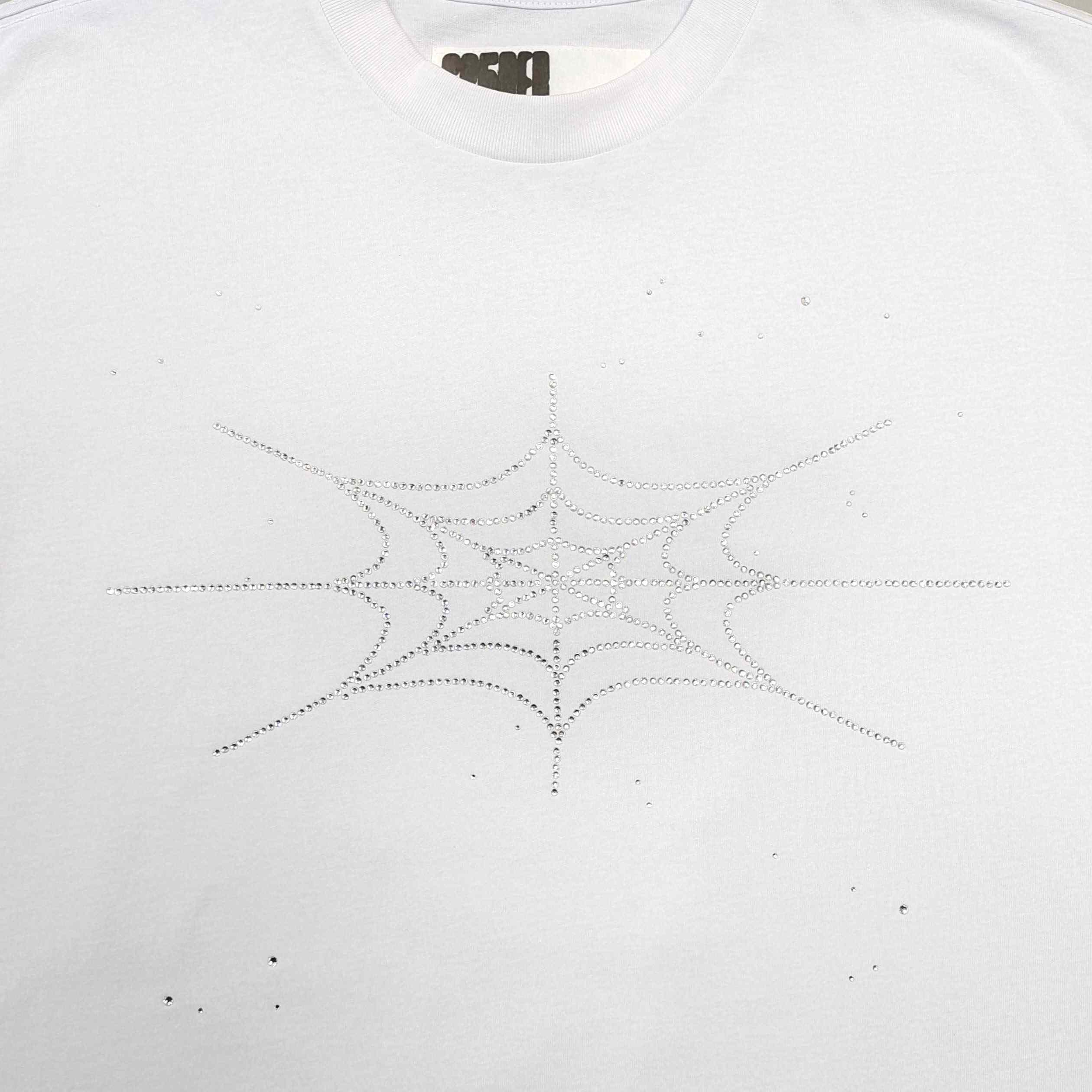 Sp5der Rhinestone Silk Tee 'White' - DesignerGu