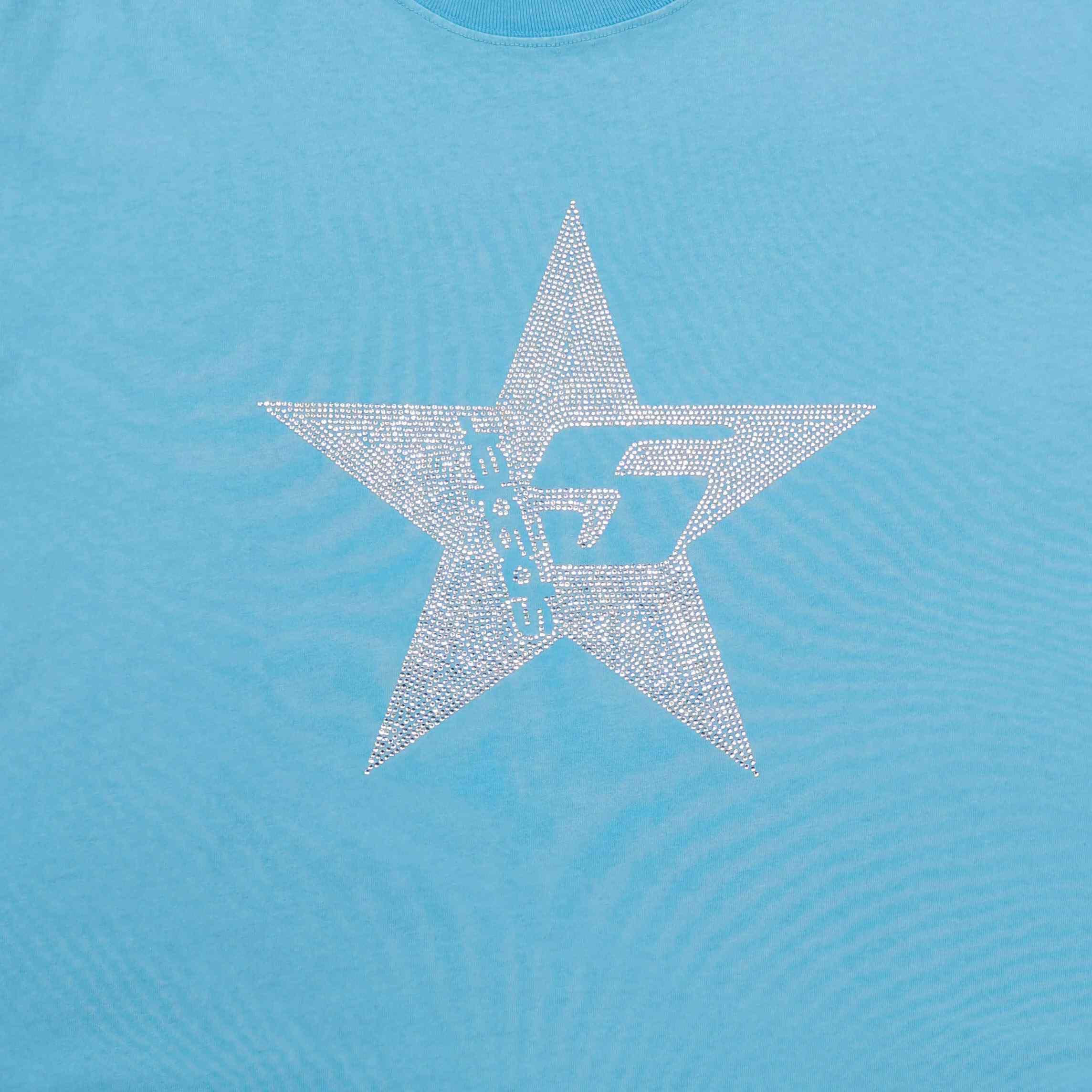 Sp5der Big 5 Star Rhinestone Tee 'Light Blue' - DesignerGu