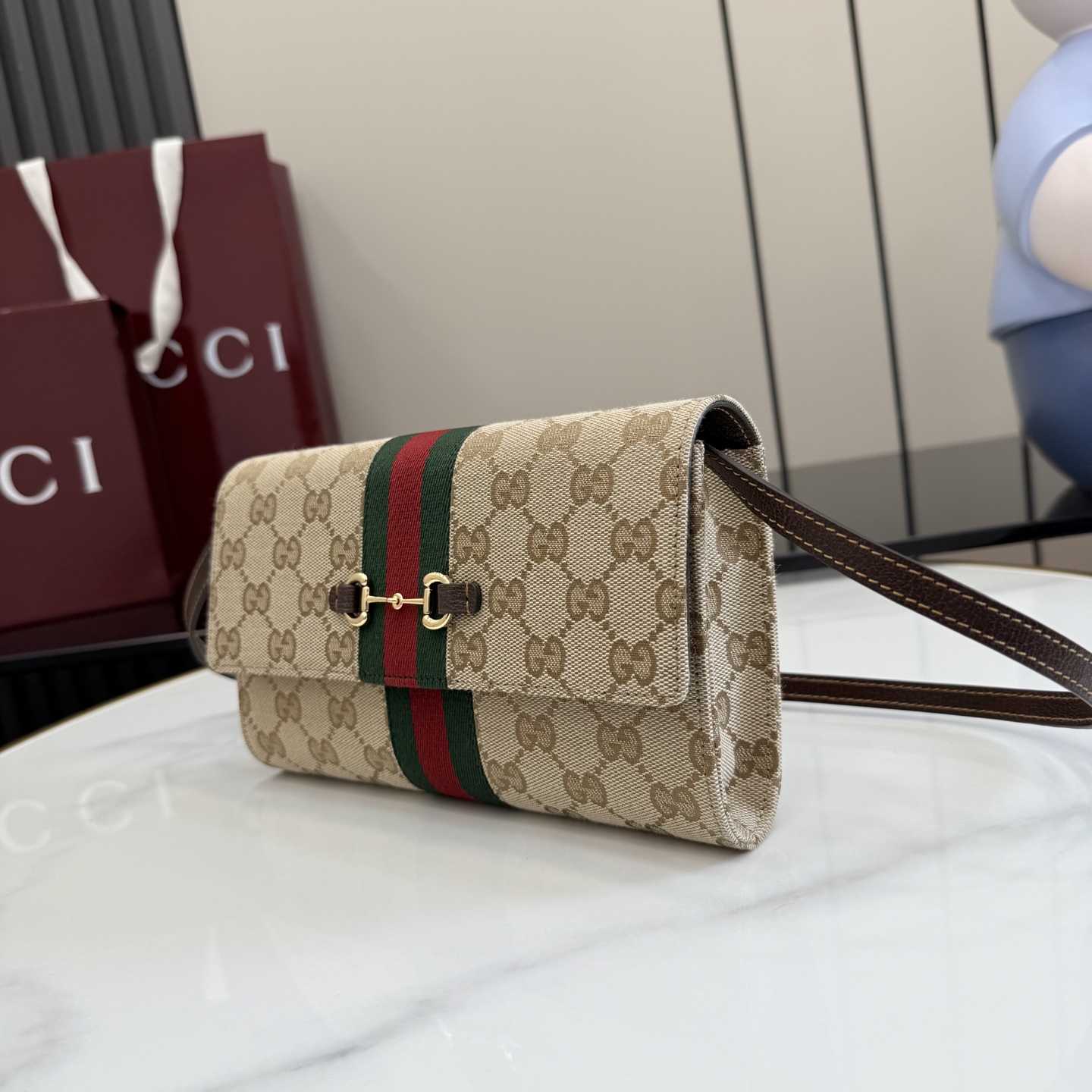 Gucci Horsebit Web Wallet With Strap - DesignerGu