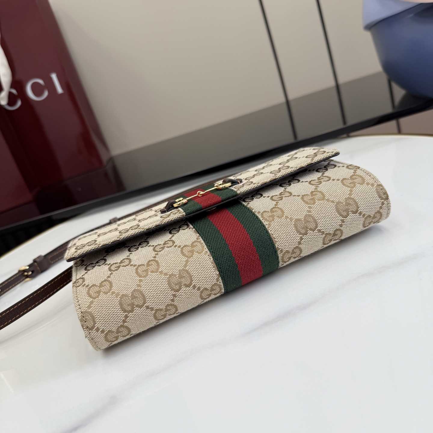 Gucci Horsebit Web Wallet With Strap - DesignerGu