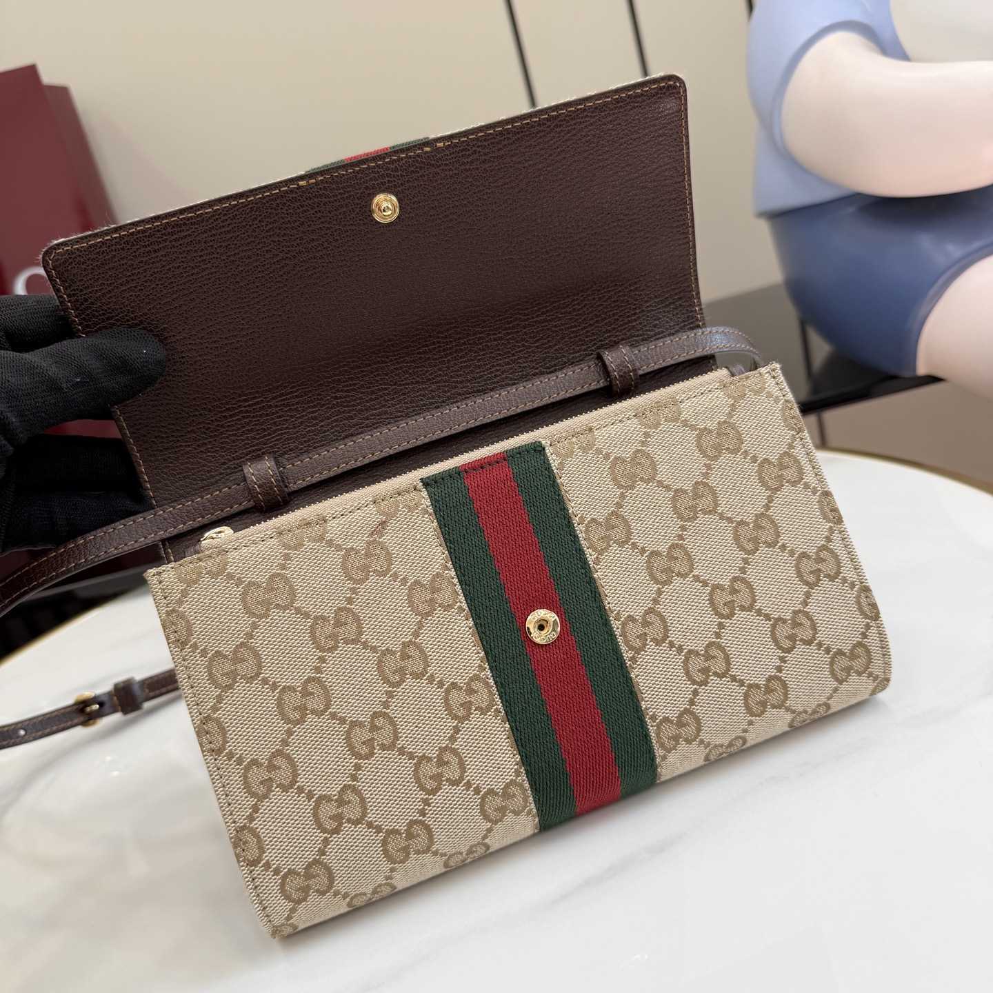 Gucci Horsebit Web Wallet With Strap - DesignerGu