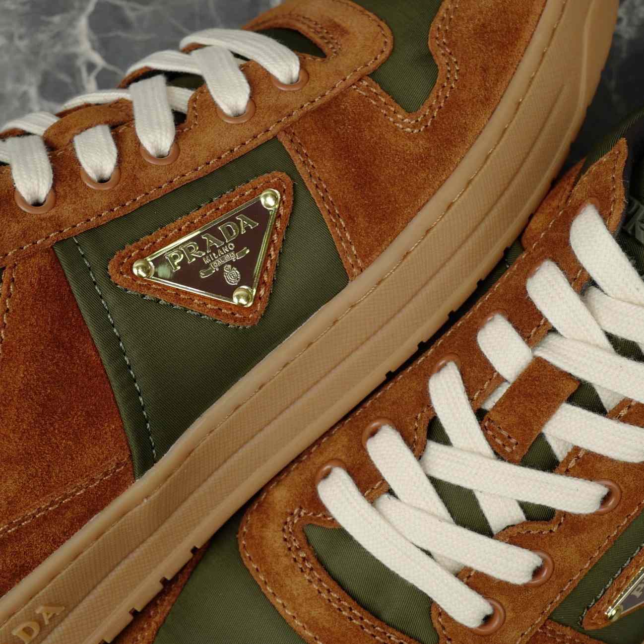 Prada Downtown Re-Nylon And Suede Sneakers - DesignerGu