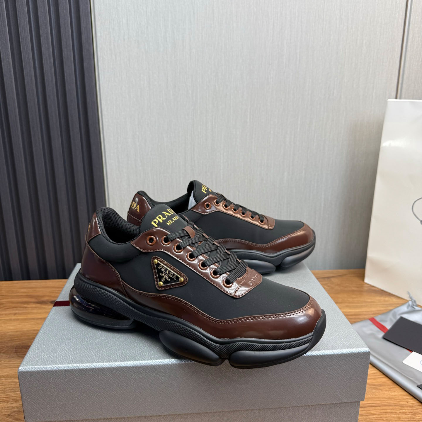Prada Leather Sneakers - DesignerGu
