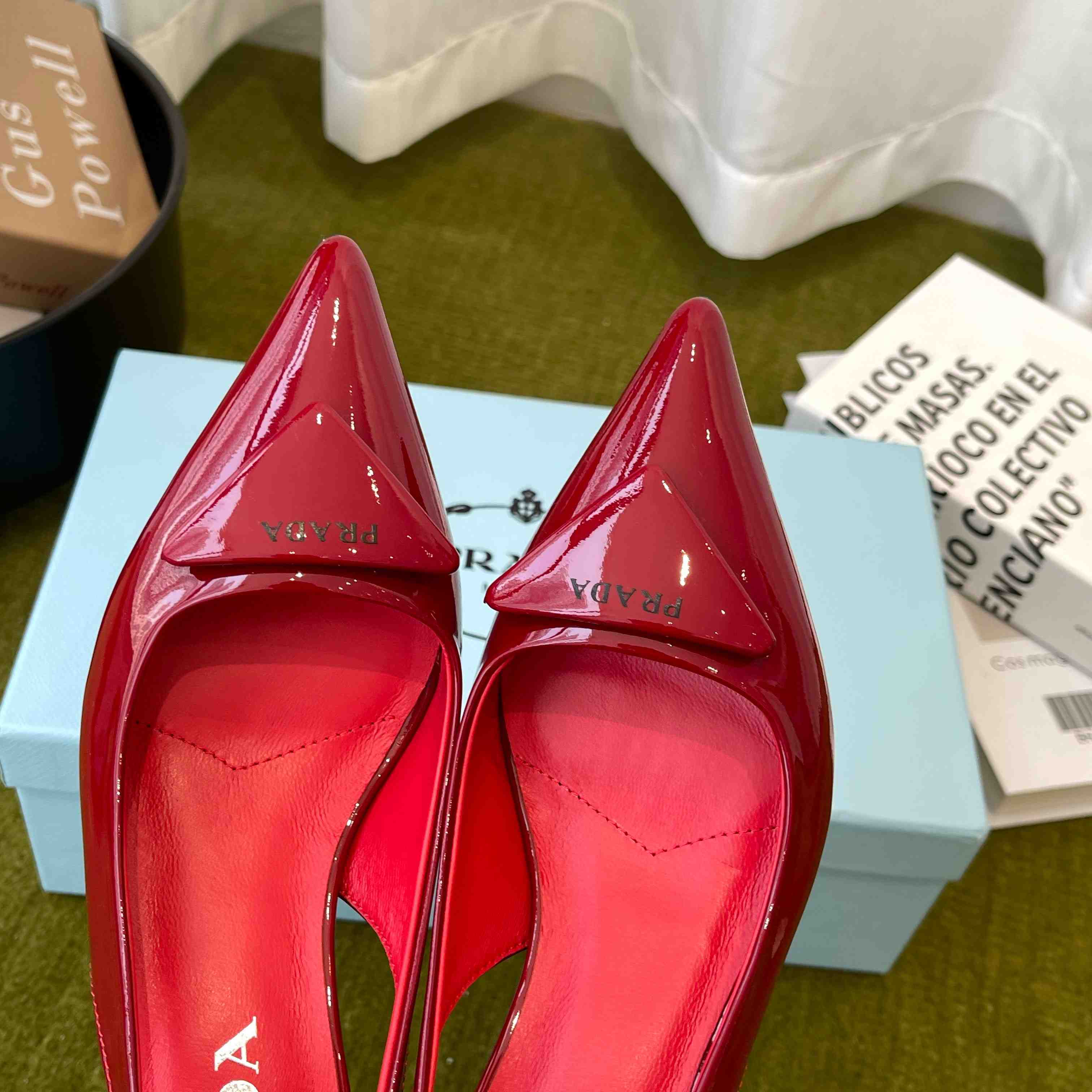 Prada Patent Leather Slingback Pumps - DesignerGu