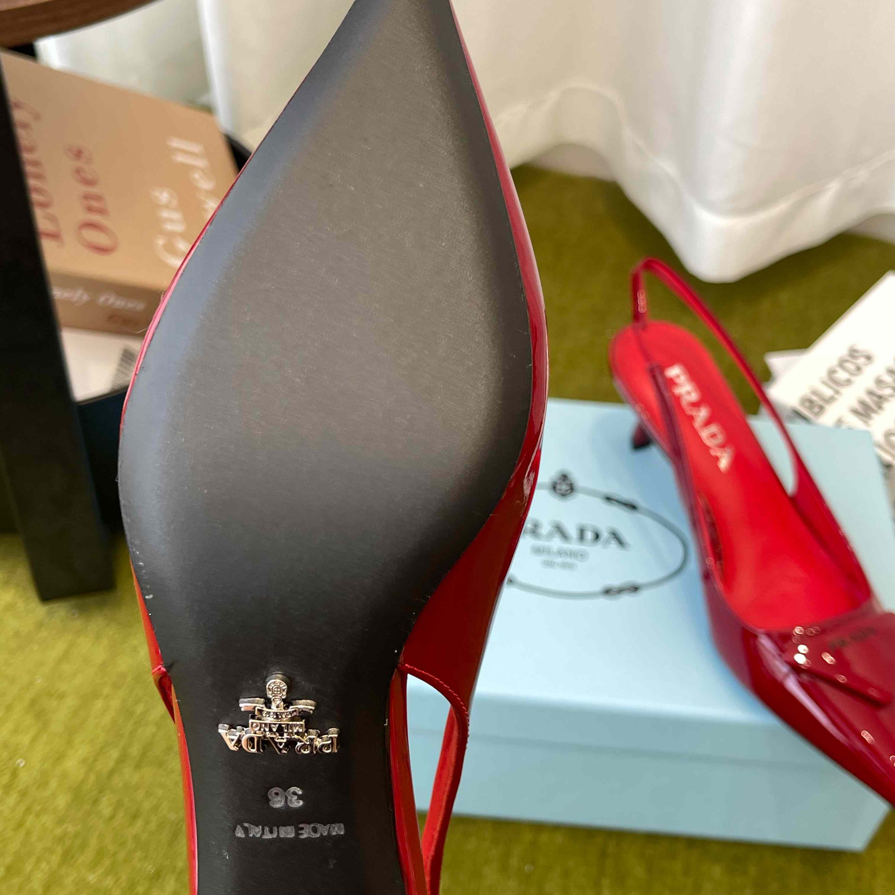 Prada Patent Leather Slingback Pumps - DesignerGu
