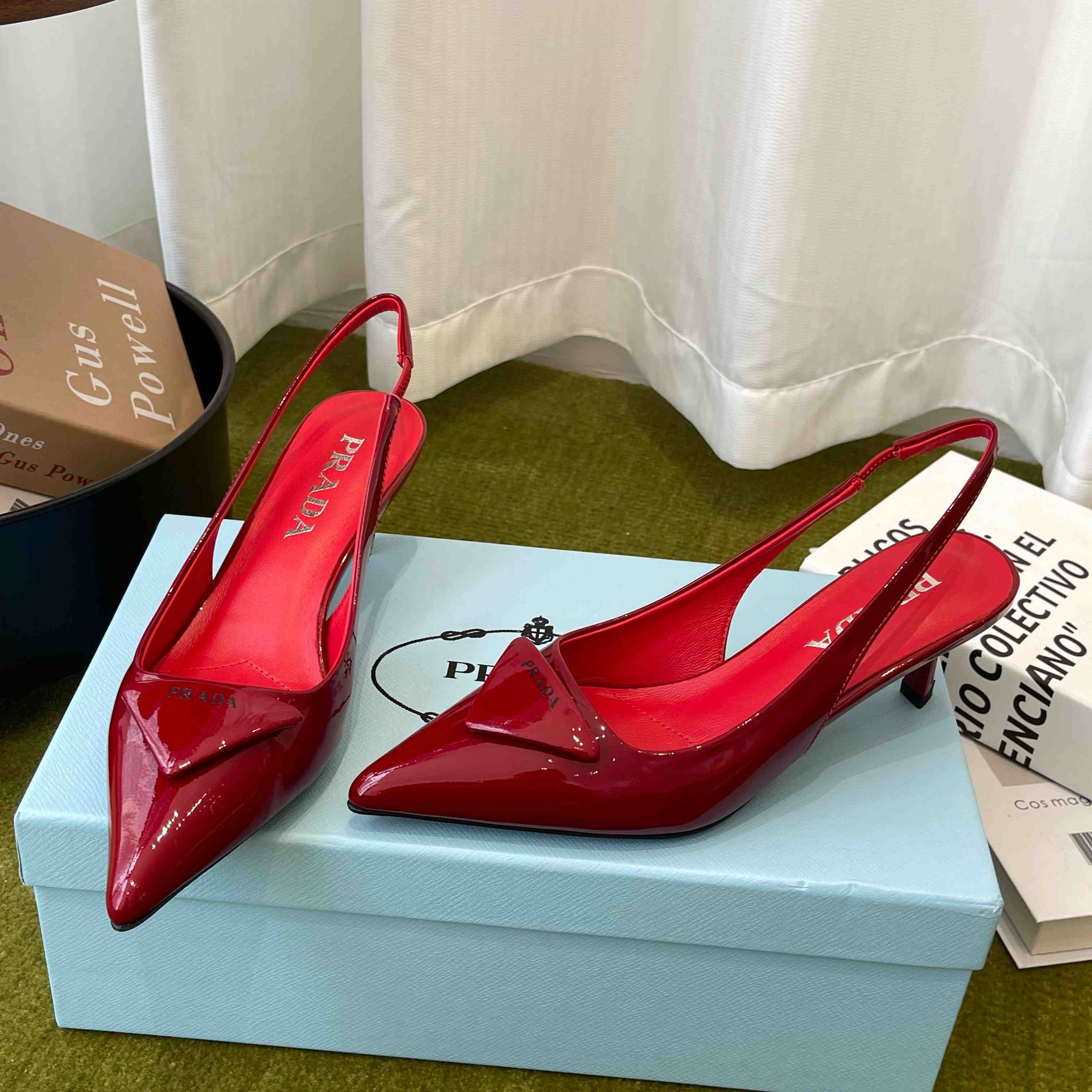 Prada Patent Leather Slingback Pumps - DesignerGu