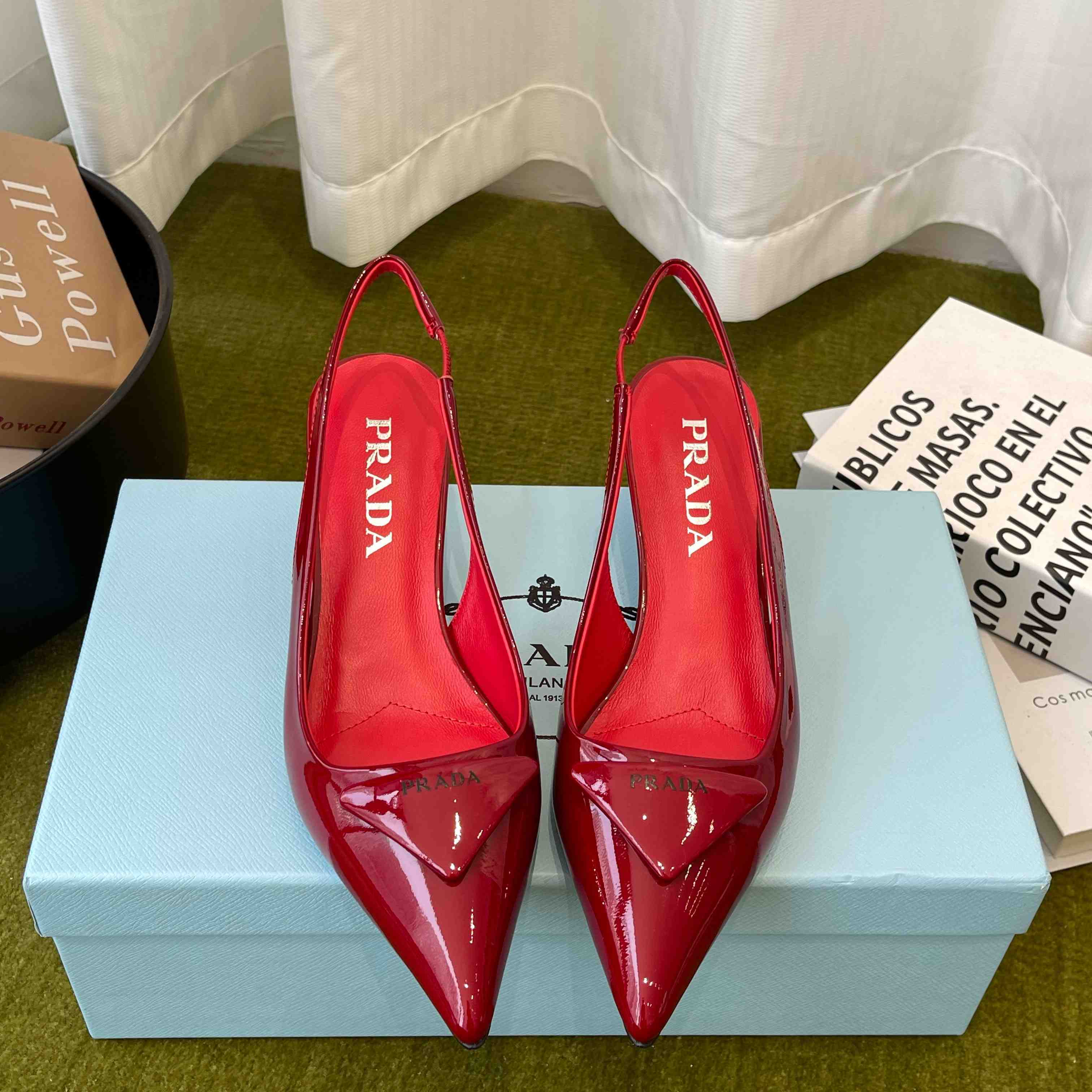Prada Patent Leather Slingback Pumps - DesignerGu
