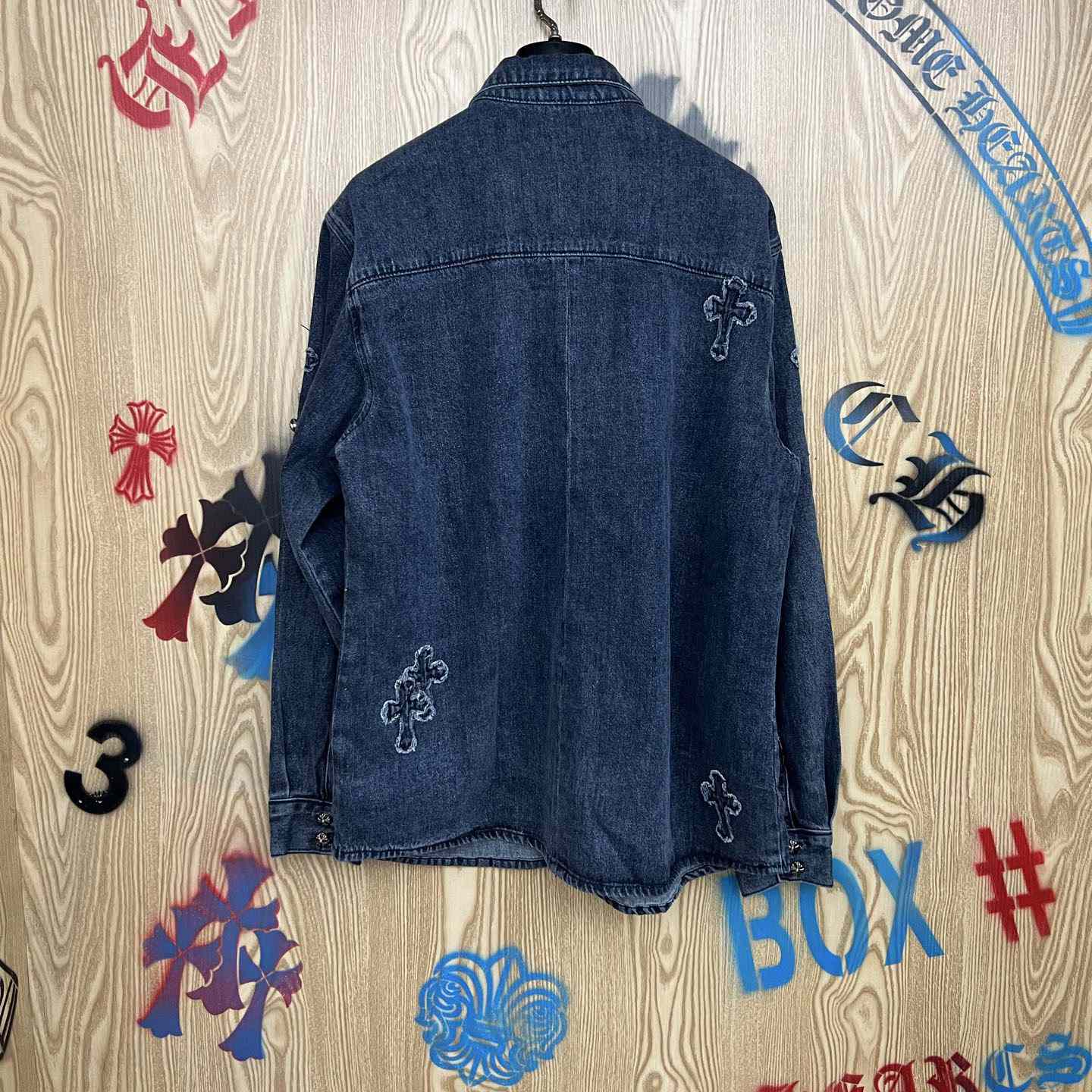 Chrome Hearts  Cross Patch Denim Long Sleeve Shirt - DesignerGu