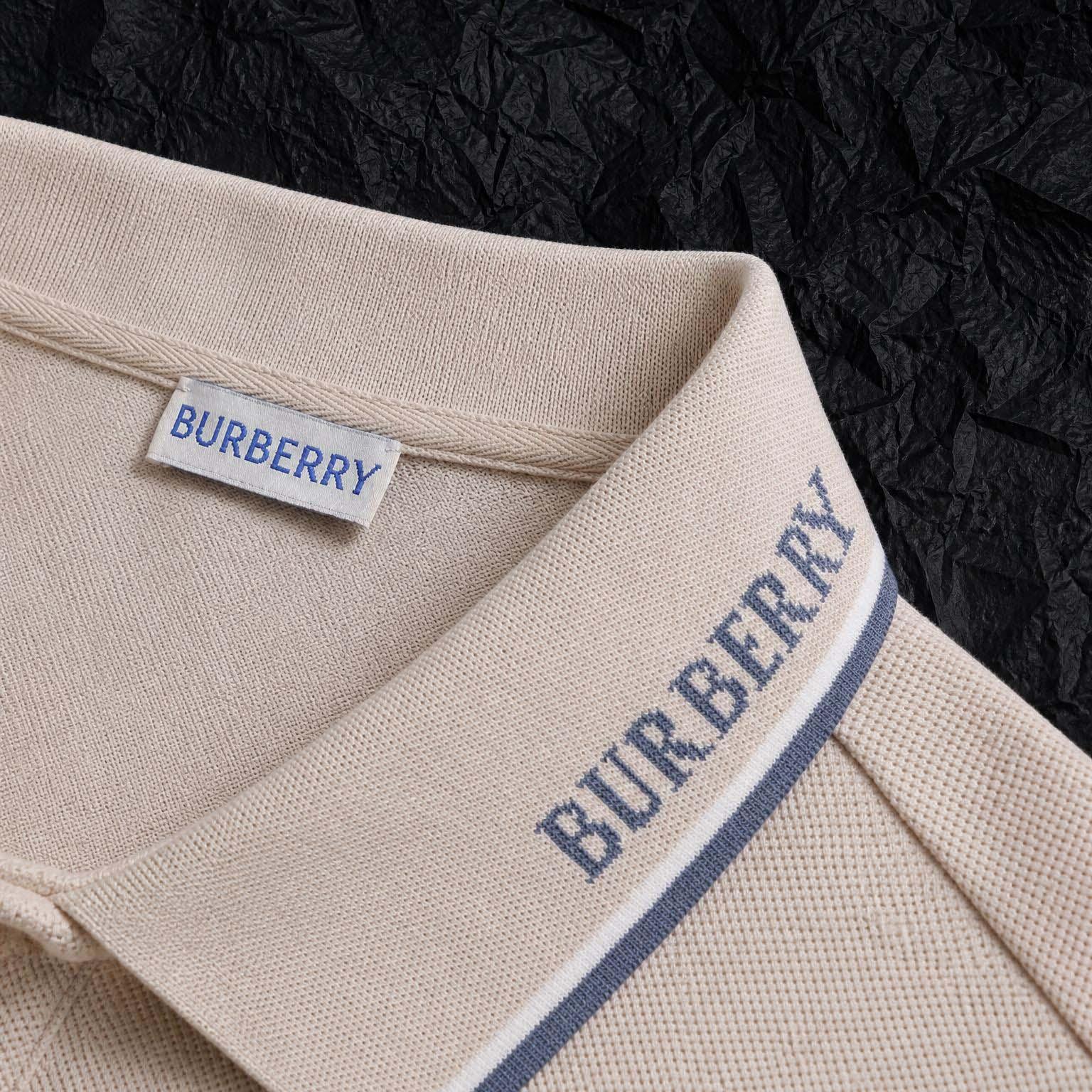 Burberry Logo Collar Cotton Polo Shirt - DesignerGu