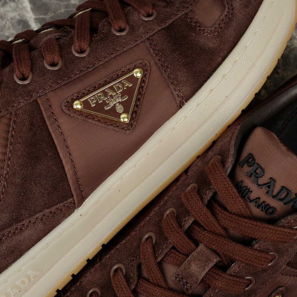 Prada Downtown Re-Nylon And Suede Sneakers - DesignerGu