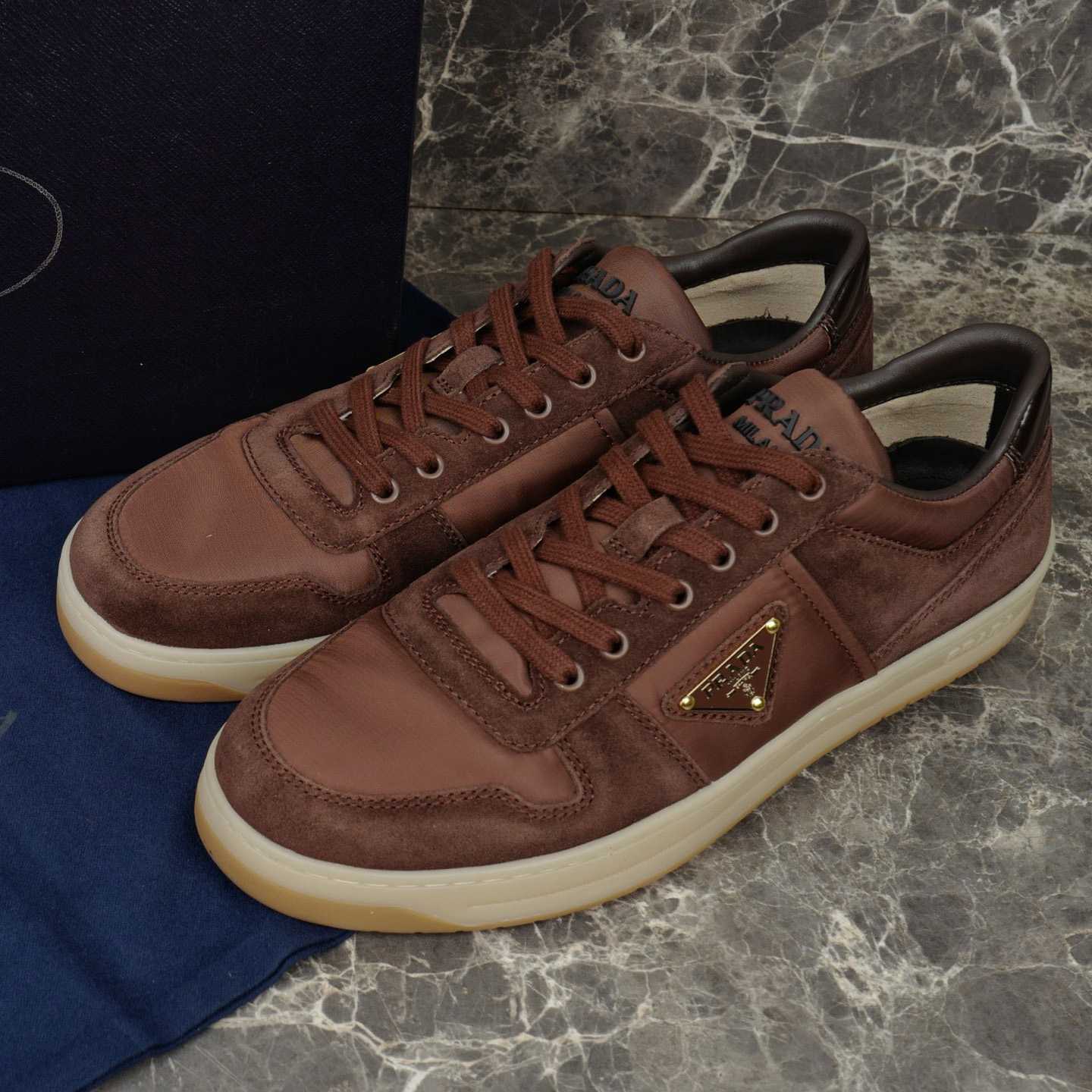 Prada Downtown Re-Nylon And Suede Sneakers - DesignerGu