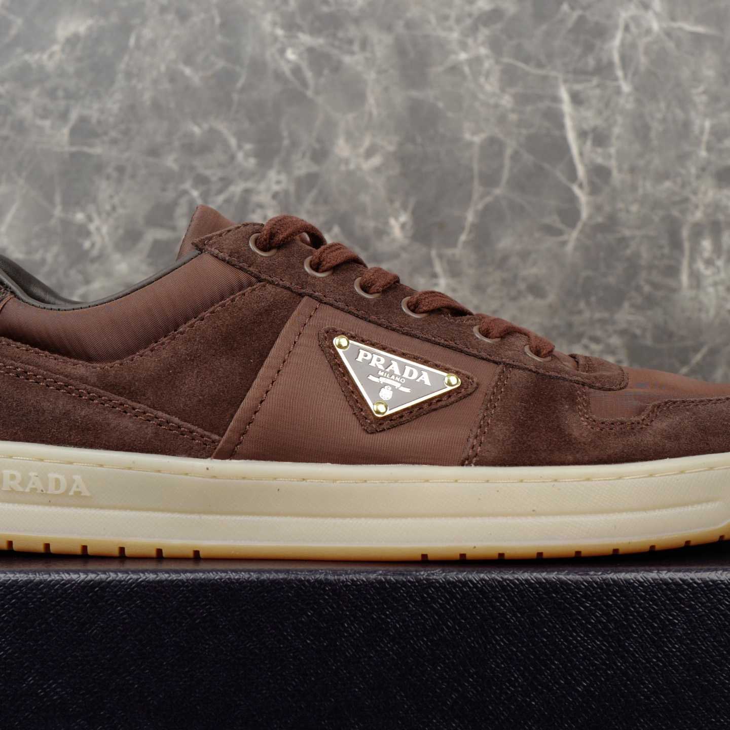 Prada Downtown Re-Nylon And Suede Sneakers - DesignerGu