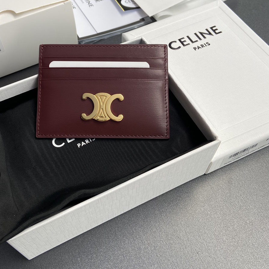 Celine Card Holder Triomphe In Shiny Calfskin  - DesignerGu