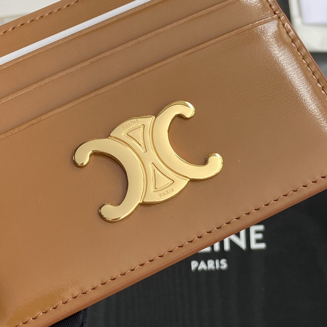 Celine Card Holder Triomphe In Shiny Calfskin  - DesignerGu