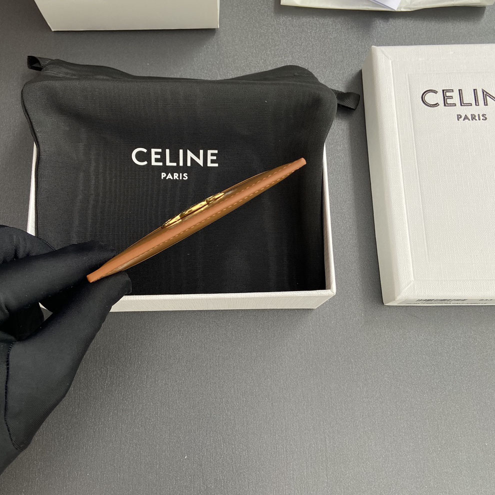 Celine Card Holder Triomphe In Shiny Calfskin  - DesignerGu
