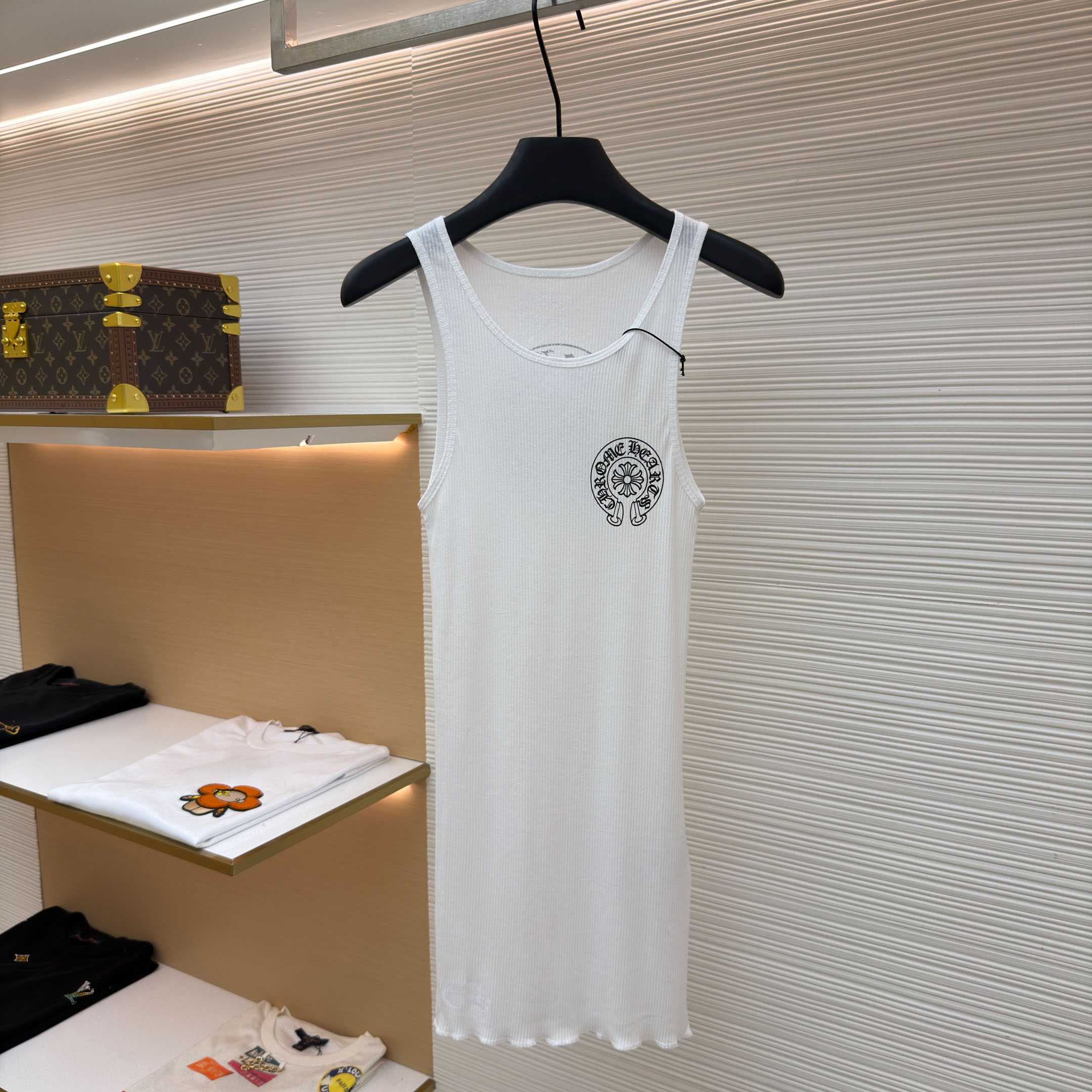 Chrome Hearts Horseshoe Logo White Tank Top - DesignerGu