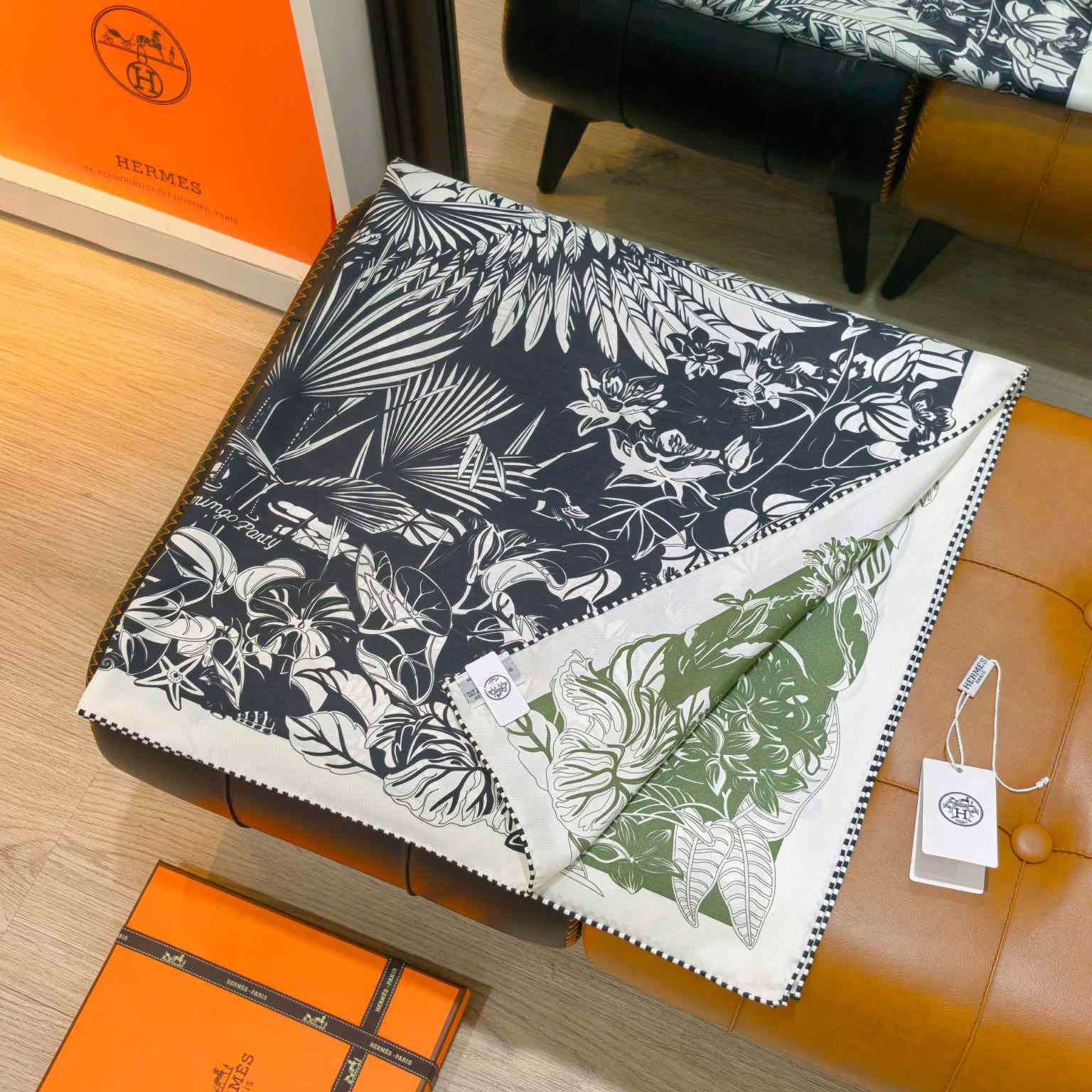 Hermes Flamingo Party Tattoo Double Face Scarf 90 - DesignerGu