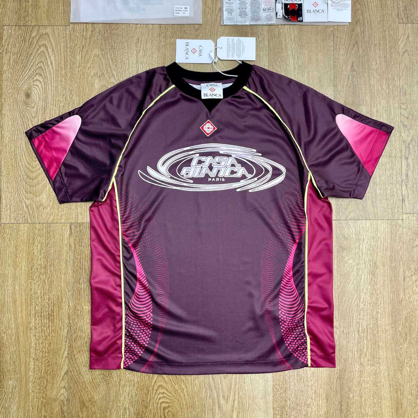Casablanca Aubergine Gradient Short Sleeve Football Jersey   C1141 - DesignerGu