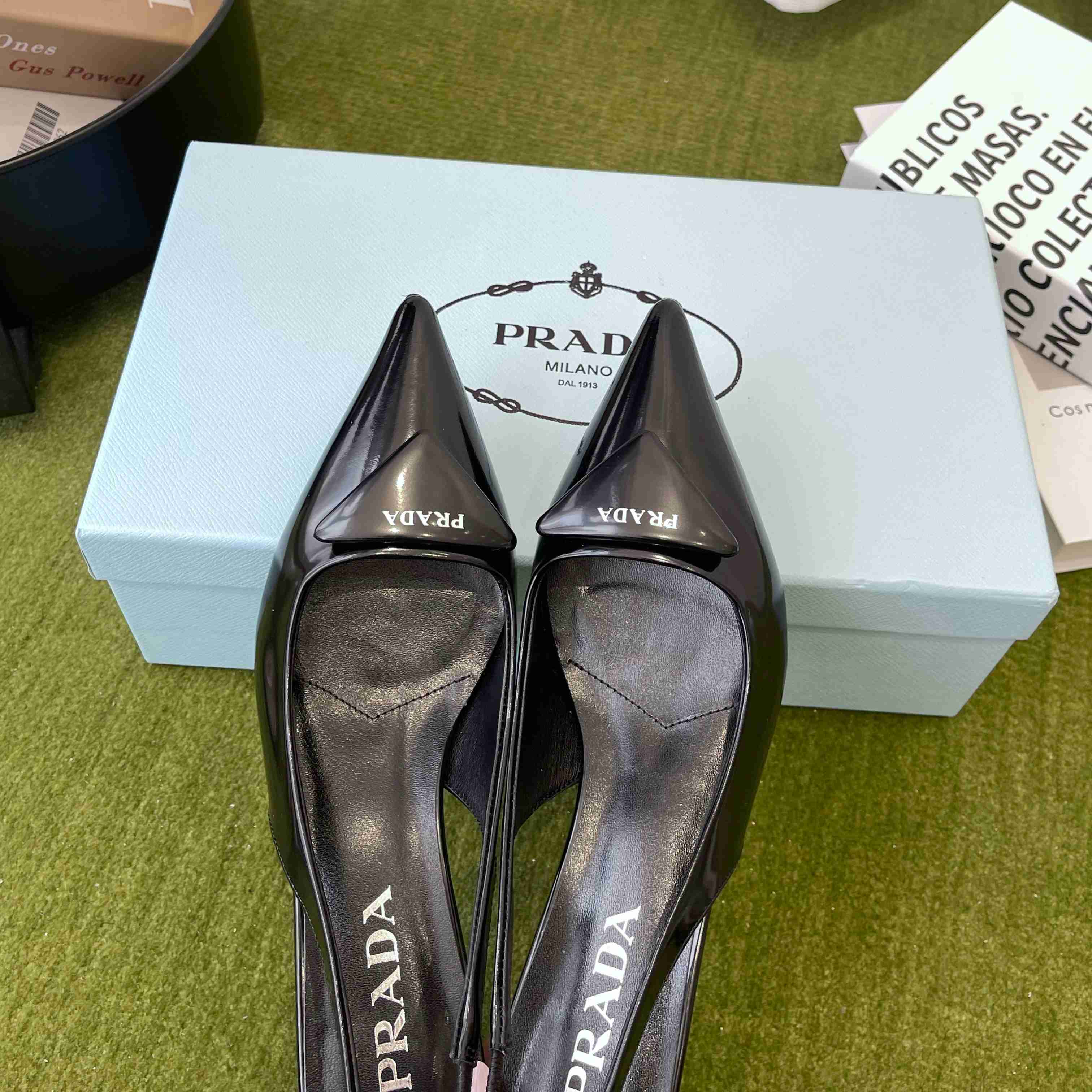 Prada Patent Leather Slingback Pumps - DesignerGu