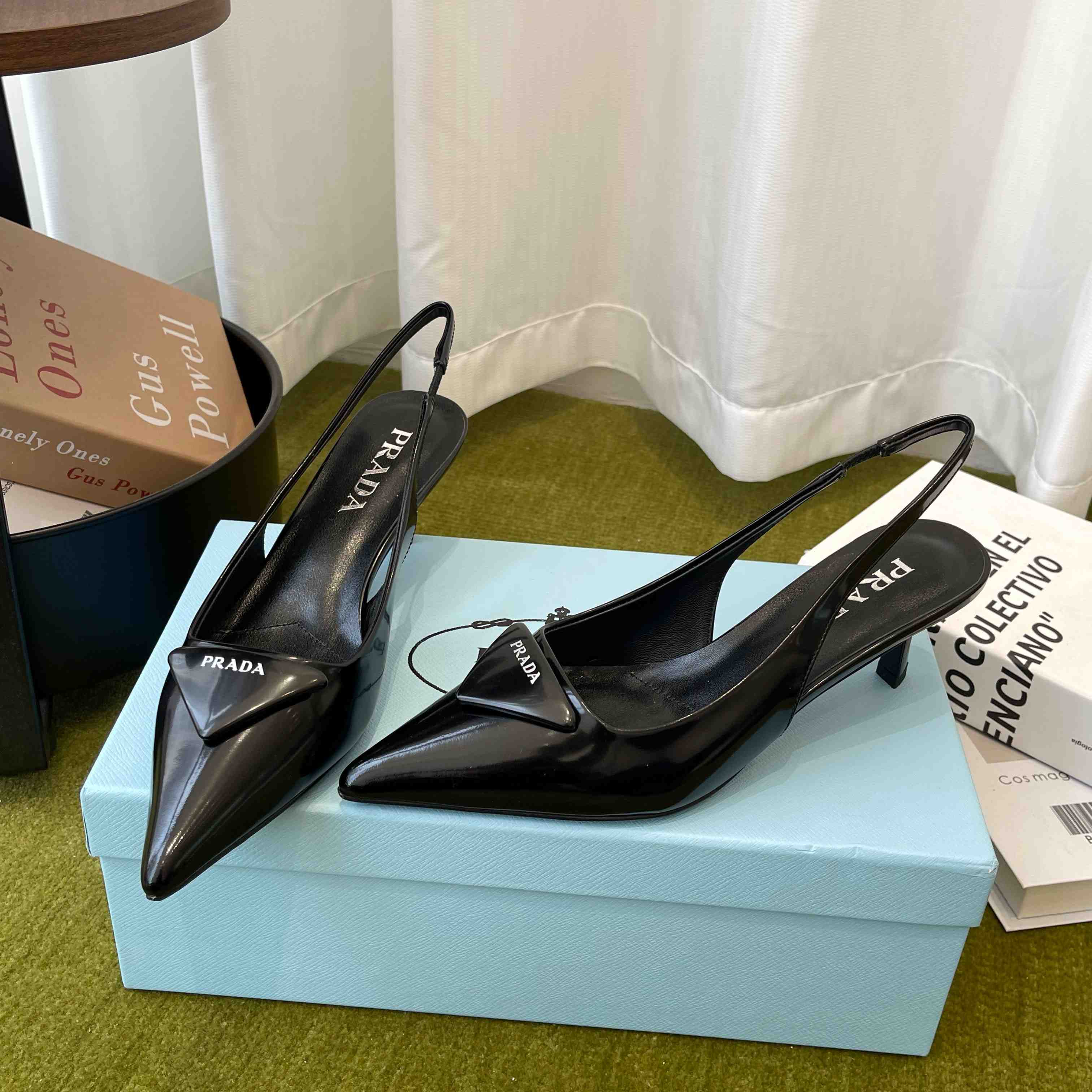 Prada Patent Leather Slingback Pumps - DesignerGu