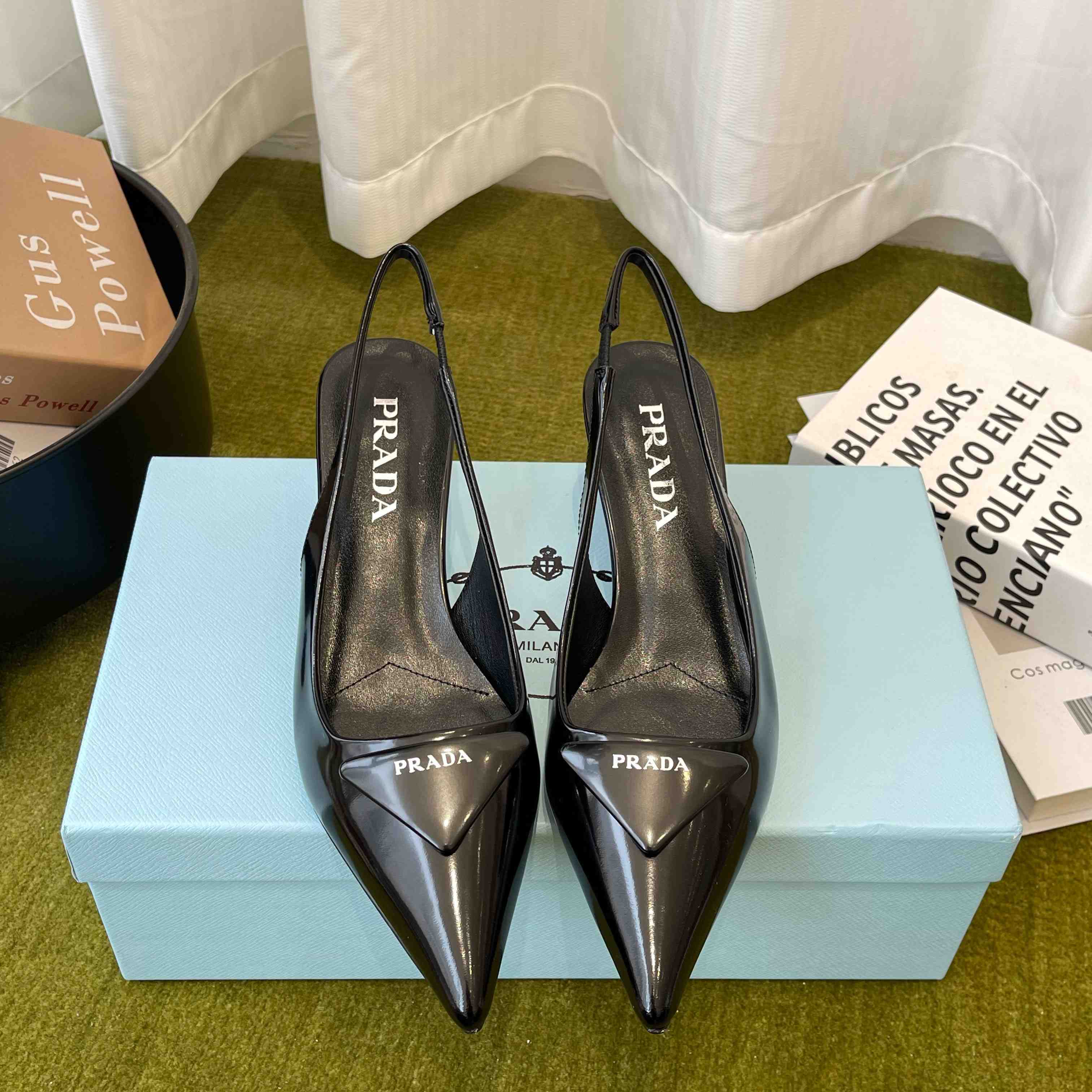 Prada Patent Leather Slingback Pumps - DesignerGu