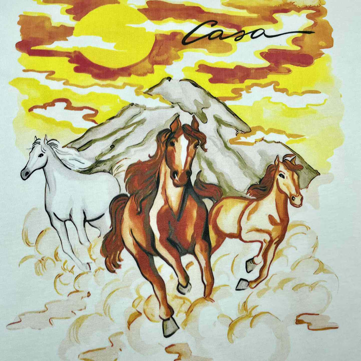 Casablanca Chevaux Sauvages-Print Organic-Cotton T-shirt C736 - DesignerGu