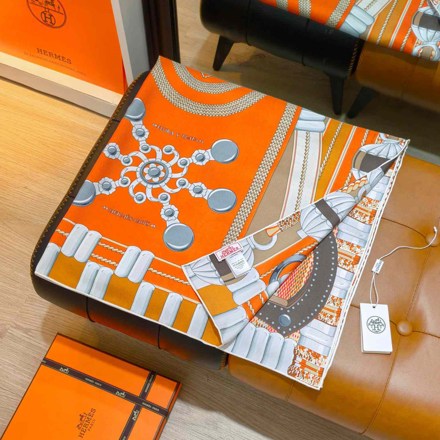 Hermes Flora Y Plata Scarf 90 - DesignerGu