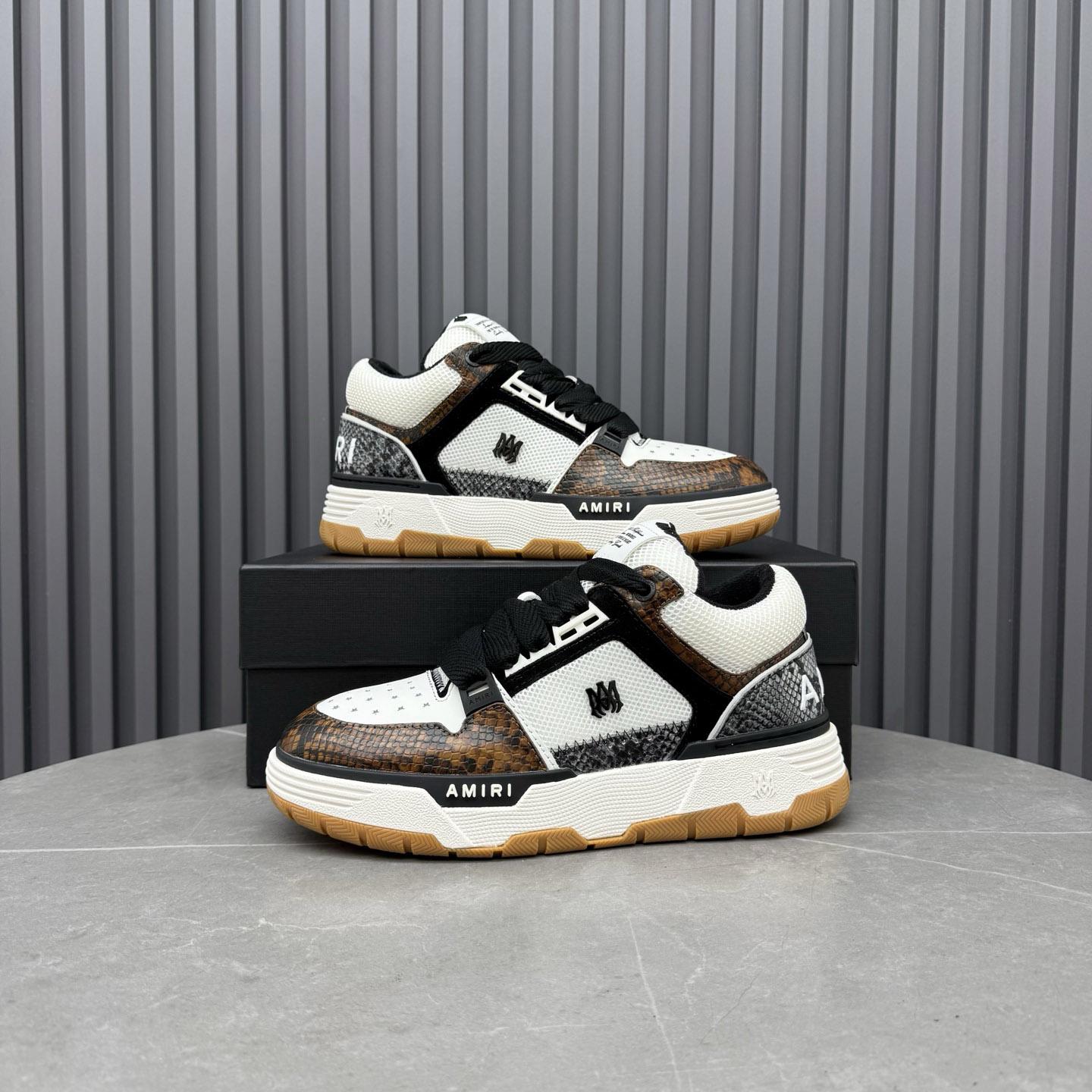 Amiri Off-White & Brown Snake MA-1 Sneakers - DesignerGu