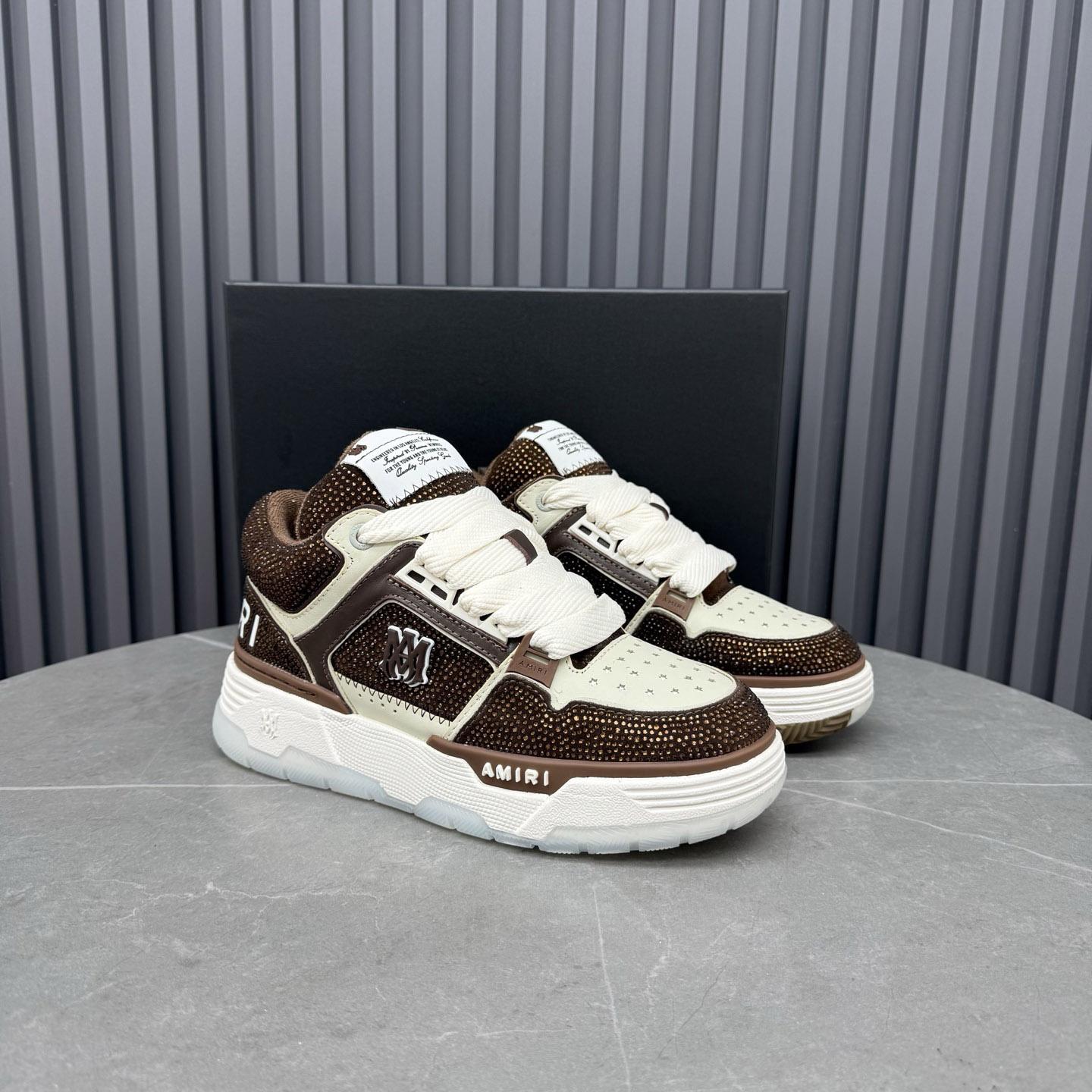 Amiri Brown & Beige Crystal MA-1 Sneakers - DesignerGu